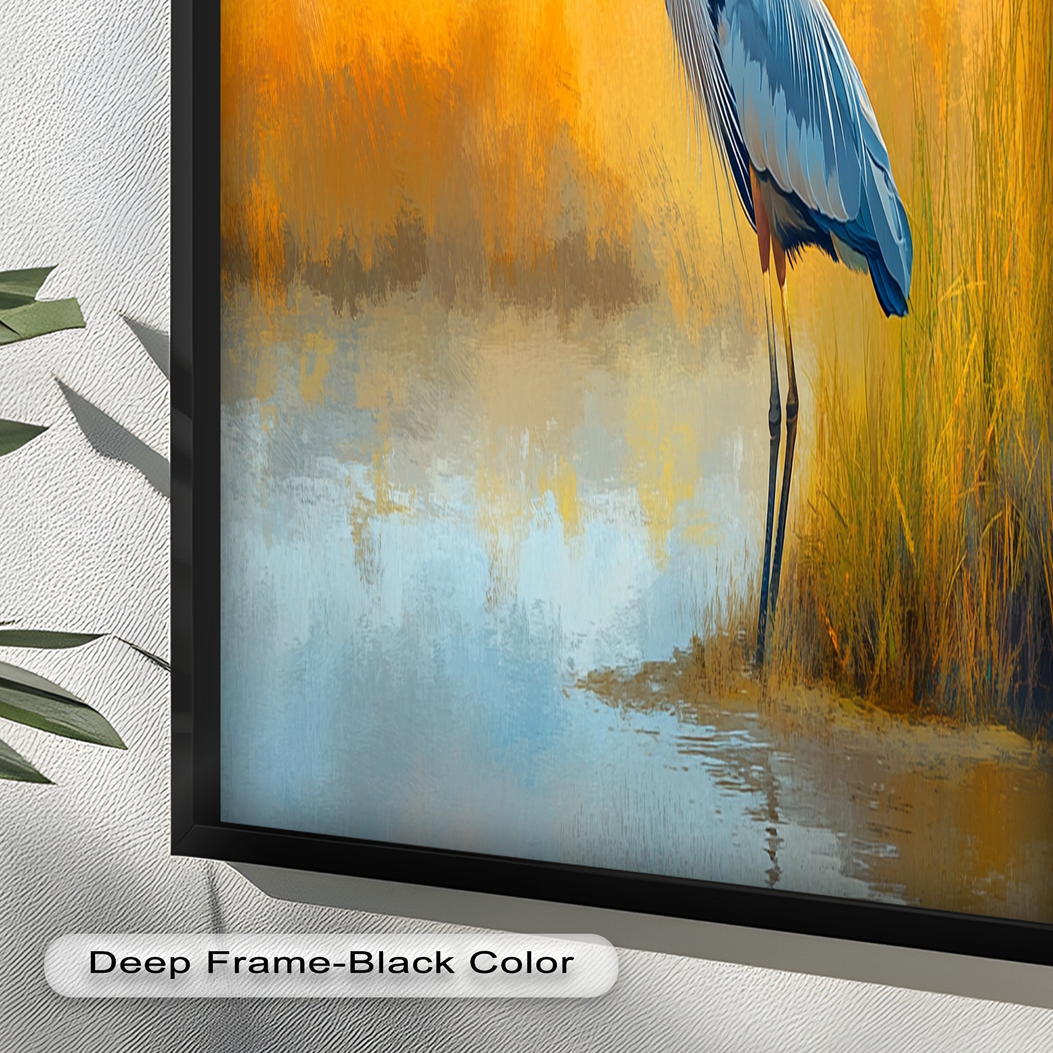 Blue Heron by Autumn Marsh - Handmade Animal Oil Painting Artwork for Home Decor & Wall Art | Perfect for Living Room, Bedroom, or Office