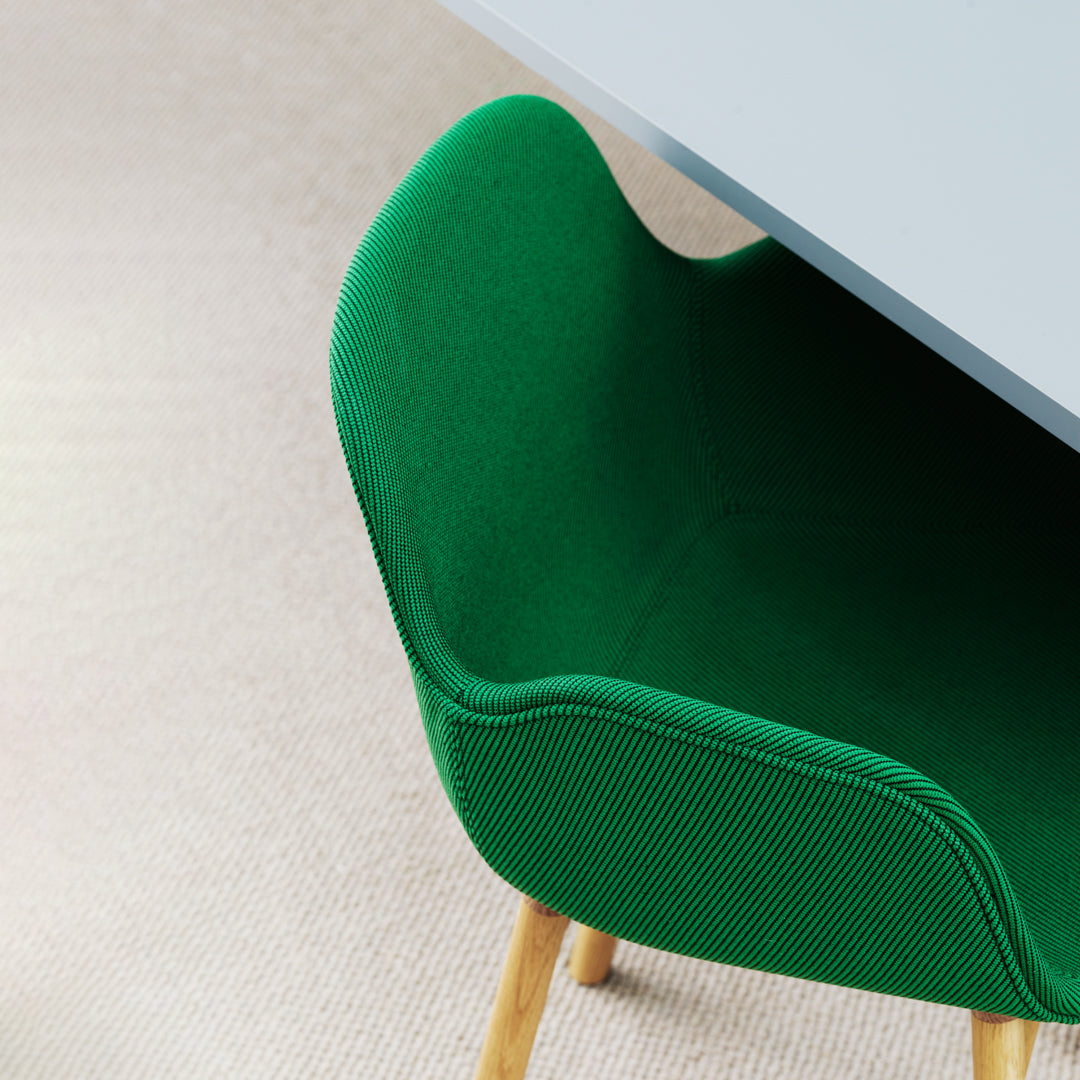 Modern Upholstered Form Armchair with Wooden Legs - Perfect for Living Room, Office, or Lounge Decor