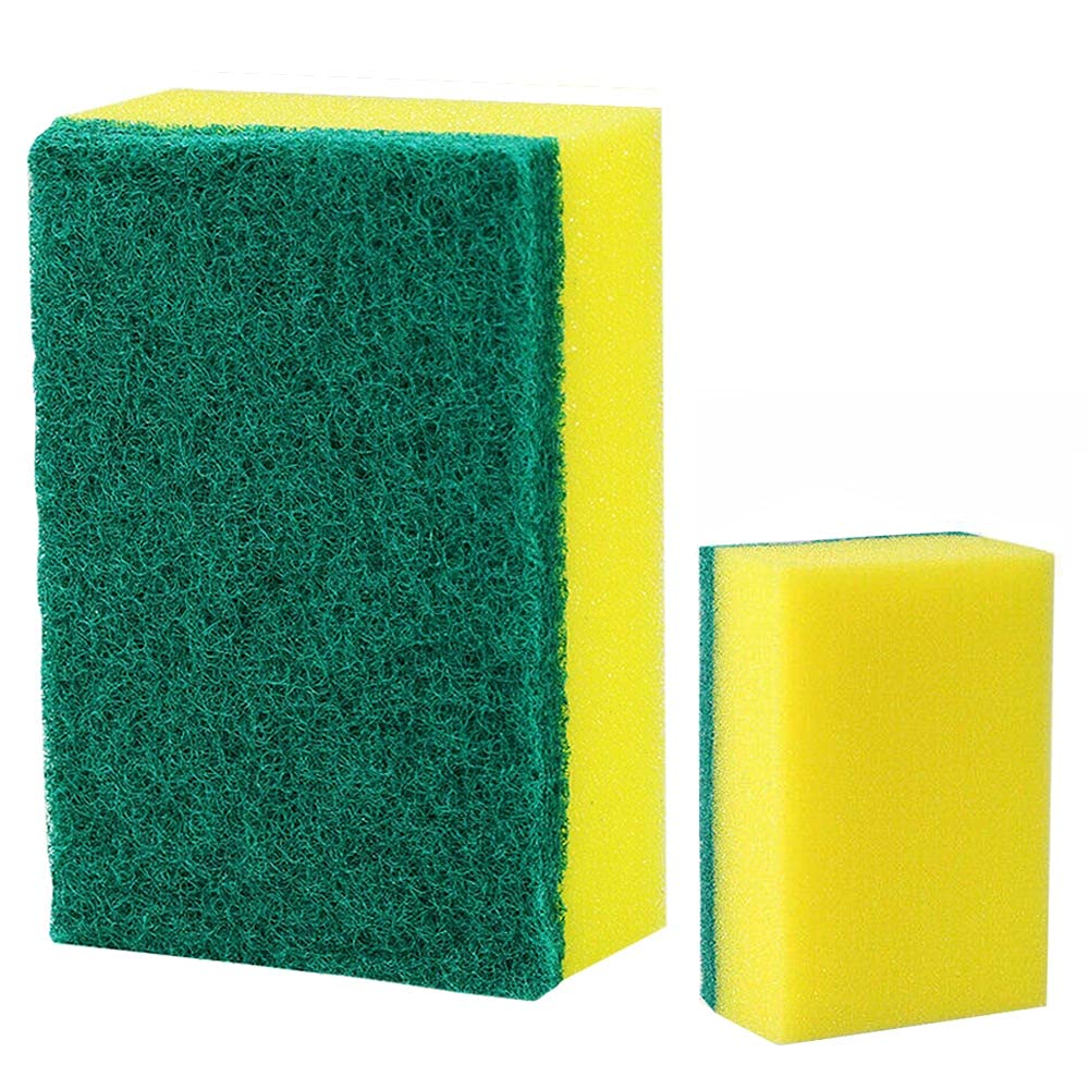 14 Heavy Duty Scrub Sponges for Kitchen - Tough on Stuck-on Grime & Stains - Non-Scratch Cleaning Pads for Pots, Pans, Dishes & Countertops - Multi-Surface Scrubber for Deep Cleaning