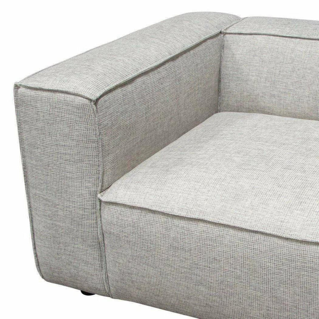 2-Piece Beige Low Back Modular Sofa Set in Barley Fabric - Modern Sectional Couch for Living Room, Lounge & Small Spaces