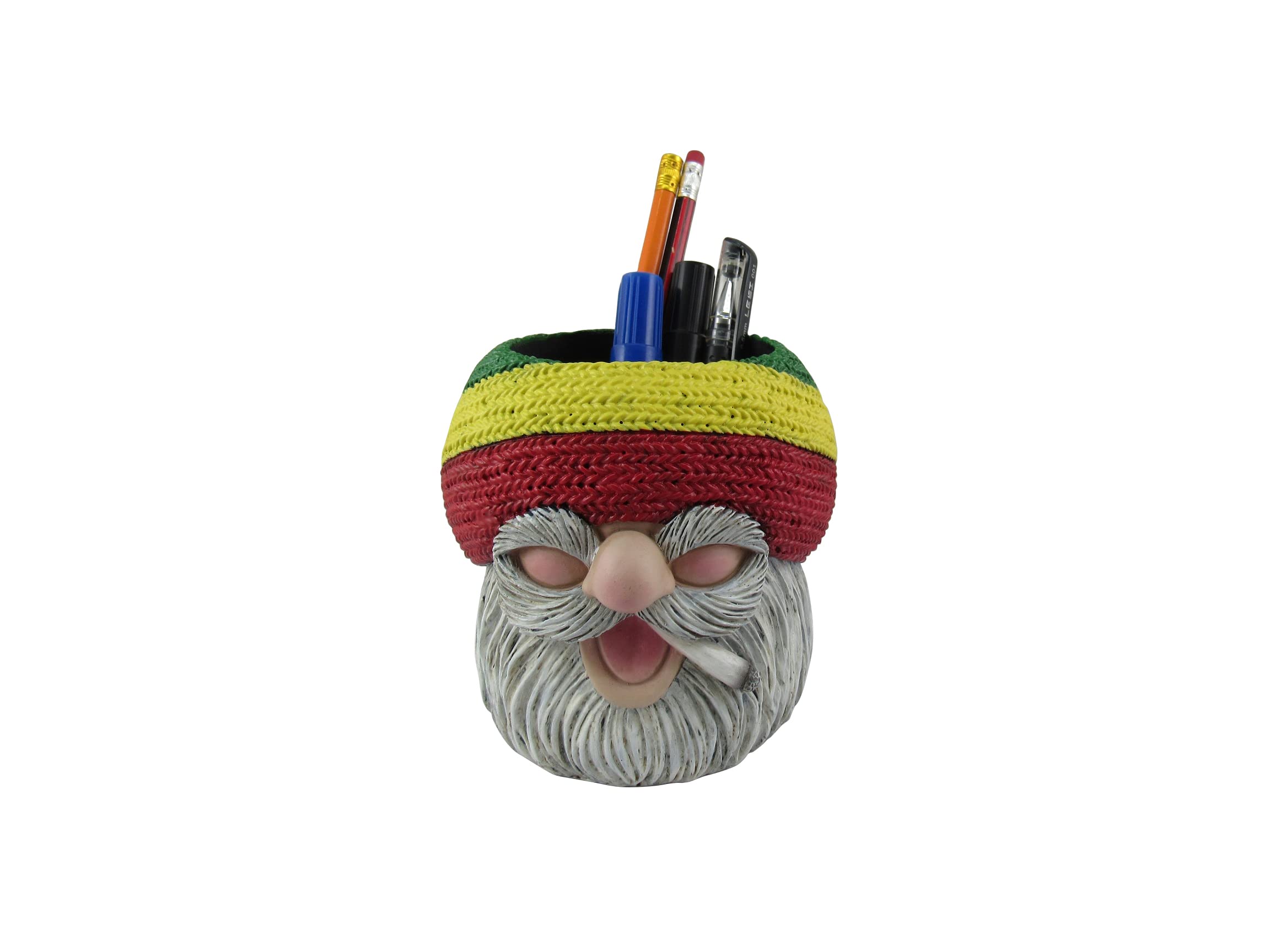 Rasta Gnome Pen Holder – 'Don't Bogart It' Rastafari Gnome with Beanie | Desk Organizer, Pencil Holder & Makeup Brush Storage | Perfect for Office, Home & Gift Giving