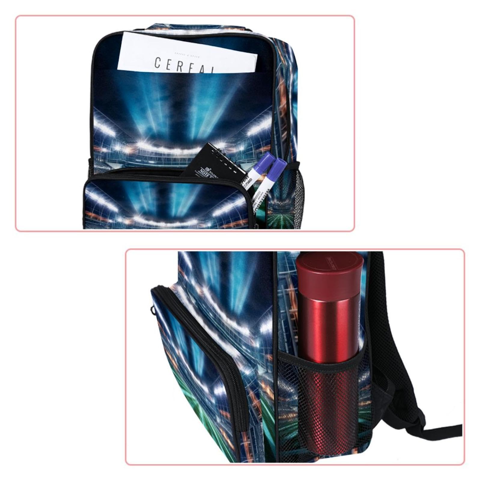 Stylish Travel Backpack for Women & Men - Durable American Football Soccer Stadium Backpack - Perfect for Travel, Work, School & Sports