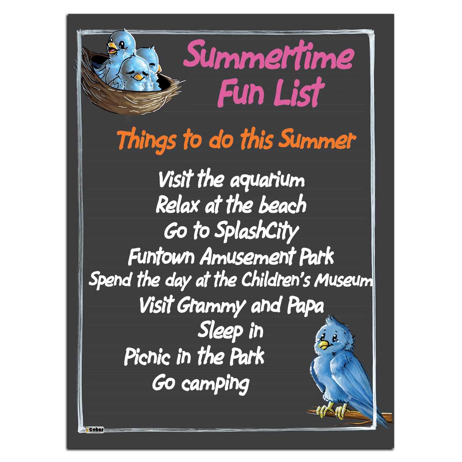**Cohas Woodland Theme Magnetic Chalkboard with Bluebird Art - 12x16 Inches, Includes 3 Bright Liquid Chalk Markers - Perfect for Kids' Room, Kitchen Notes & Creative DIY Projects**