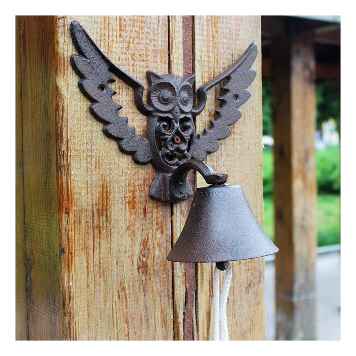 Vintage Cast Iron Door Bell - Antique Nautical Ship Bell with Owl Design, Heavy Duty Hand Bell for Home & Garden Decor, Perfect for Front Door, Farmhouse, or Maritime Themed Spaces