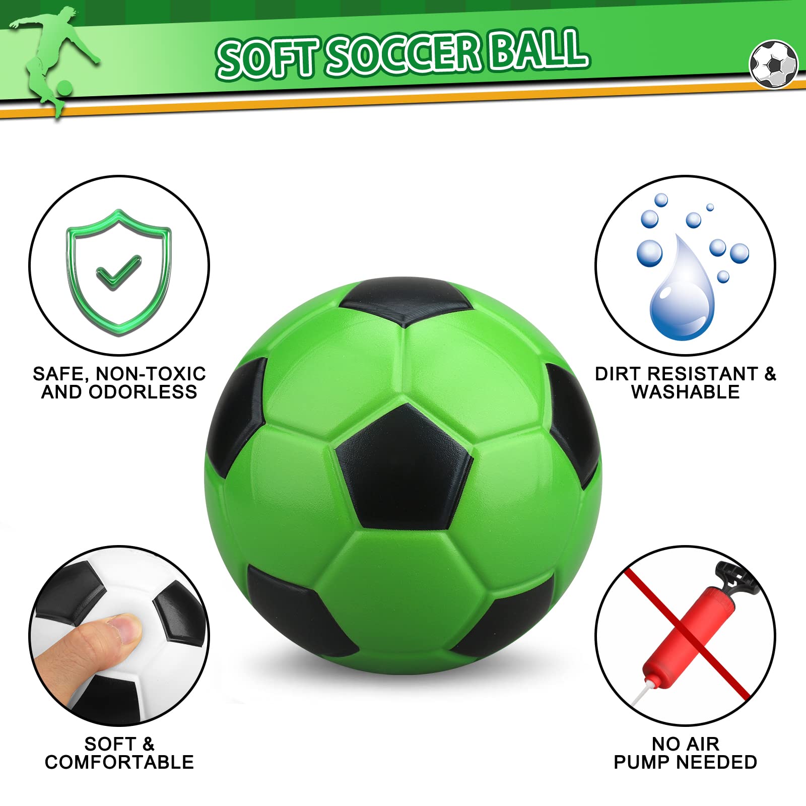 5 Inch Soft Foam Mini Soccer Balls - Slow Rising Indoor Training Balls for Kids & Adults | Perfect for Mini Soccer Hoops, Pool Games, Beach Fun & Stress Relief - No Pump Needed - Great Sports Gift for All Ages
