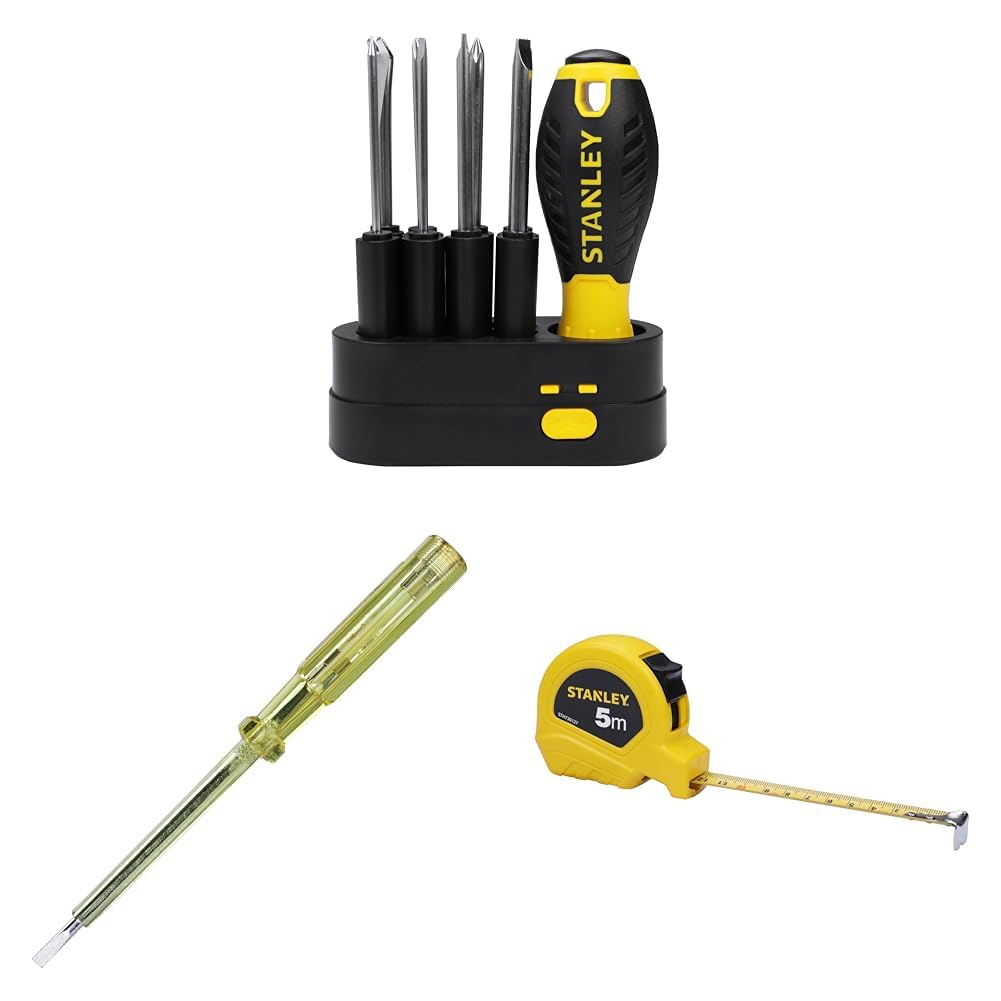 STANLEY STHT62511 9-in-1 Multi-Bit Screwdriver Set with Durable Storage Case - Perfect for Home Repairs, DIY Projects, Professional & Industrial Use - Ideal for Furniture Assembly, Appliance Maintenance and Electrical Work