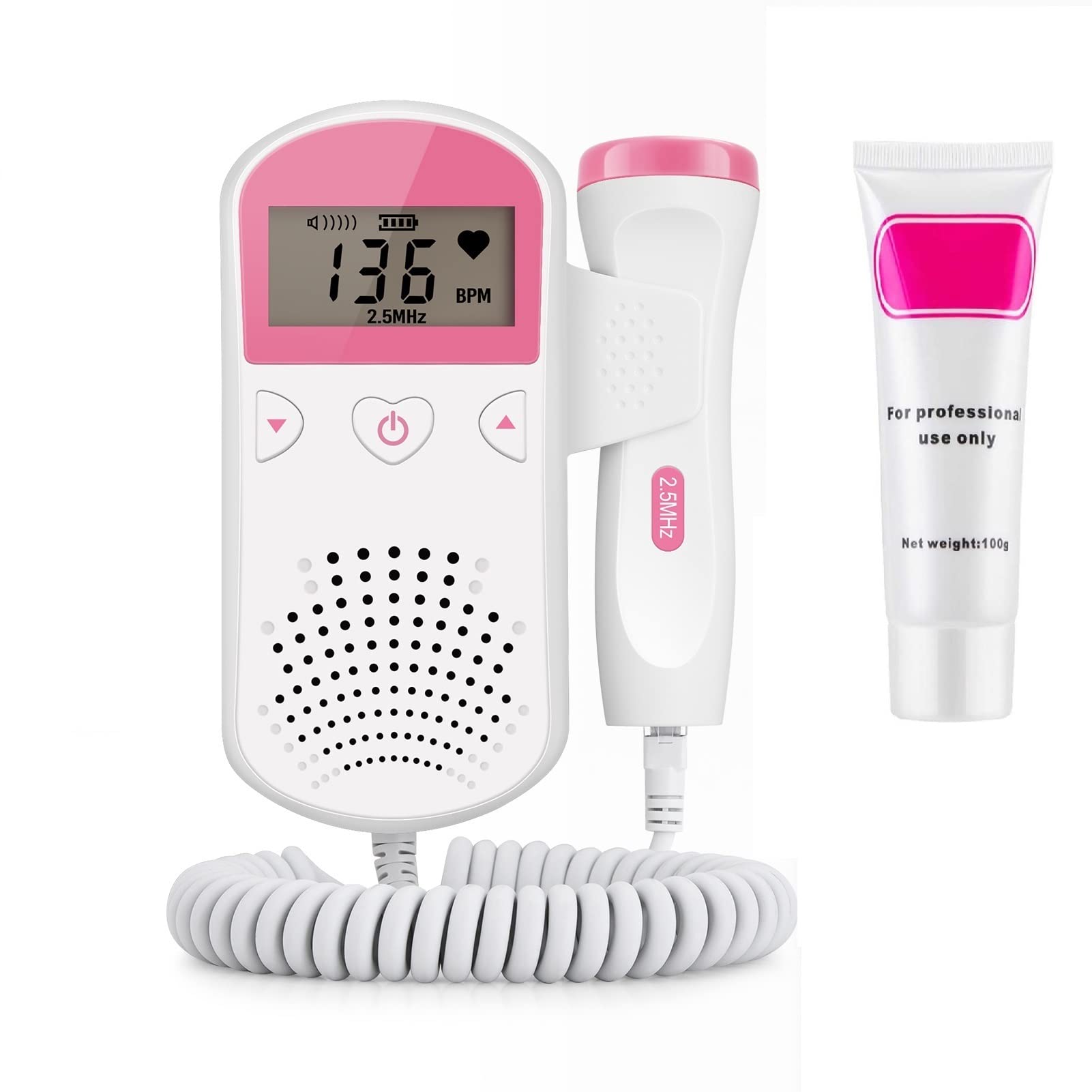 Portable Doppler Fetal Heart Monitor with LCD Display - Baby Heartbeat Tracker for Pregnancy, Home Use & Travel - Perfect for Expecting Parents & OBGYN Checkups