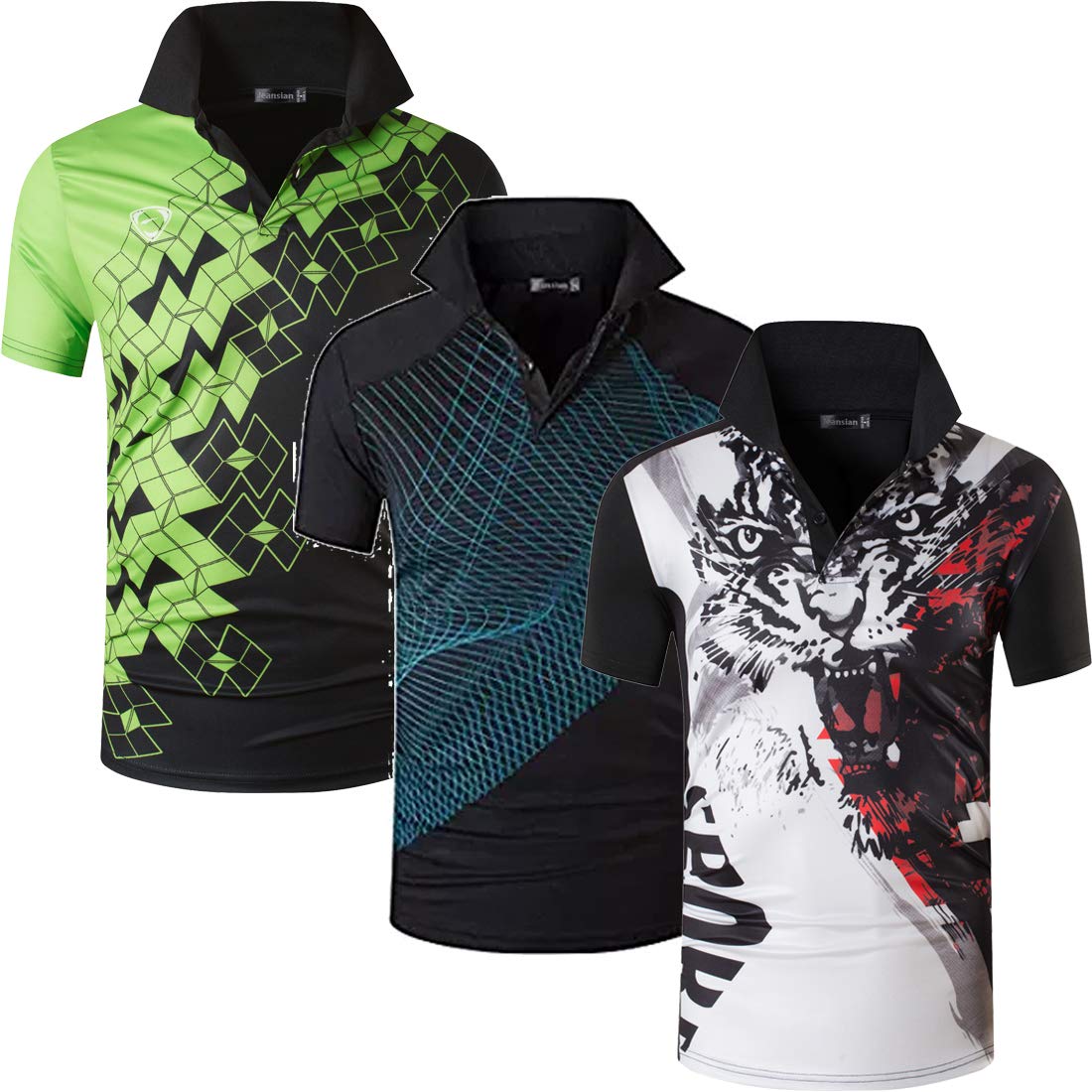 Jeansian Men's 3-Pack Quick Dry Performance Polo Shirts - Moisture Wicking Athletic Tee for Golf, Tennis & Bowling | Outdoor Sports & Casual Wear