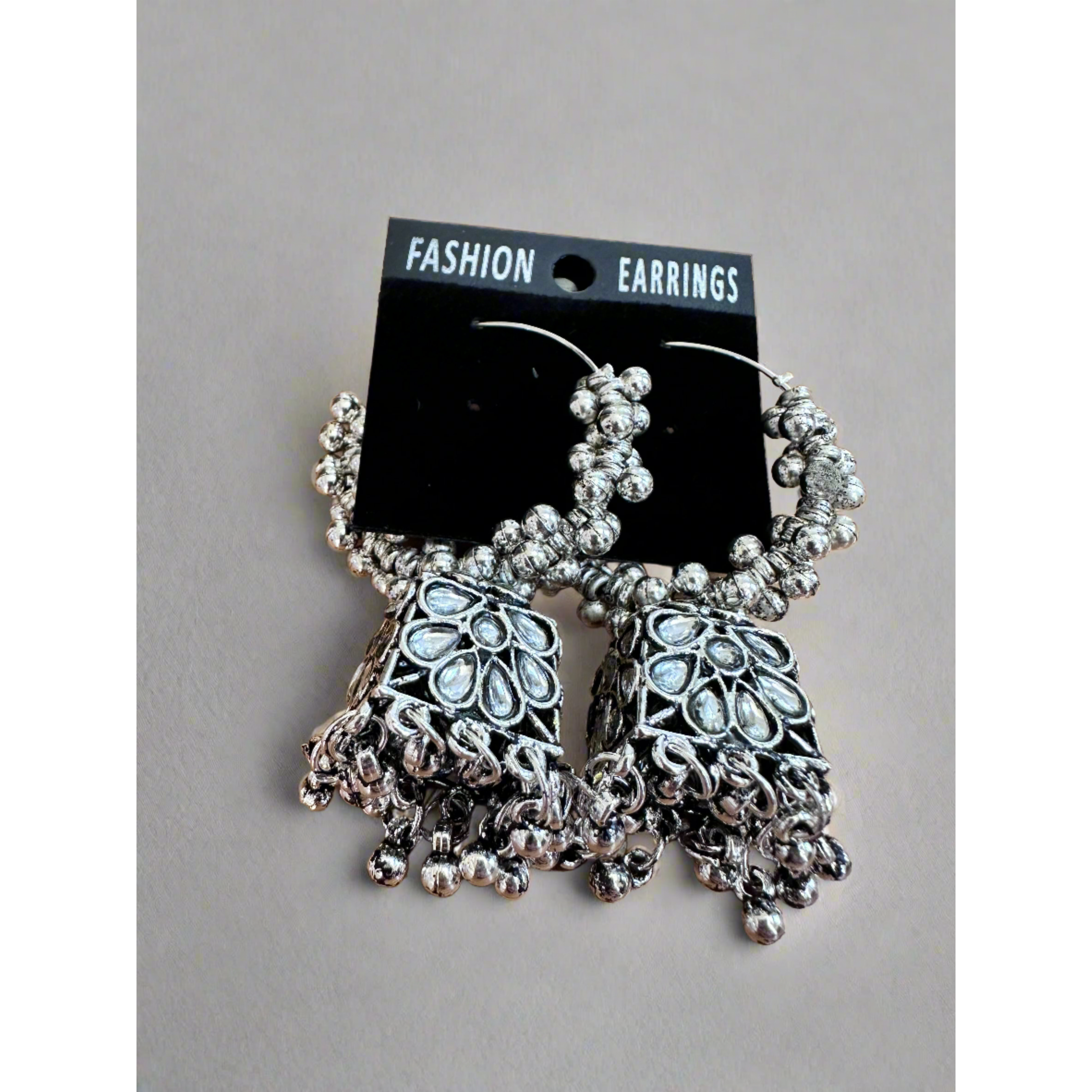 Oxidized Jhumka Earrings for Women - Traditional Indian Ethnic Jewelry - Handcrafted Silver Plated Dangle Earrings for Parties, Weddings & Festivals