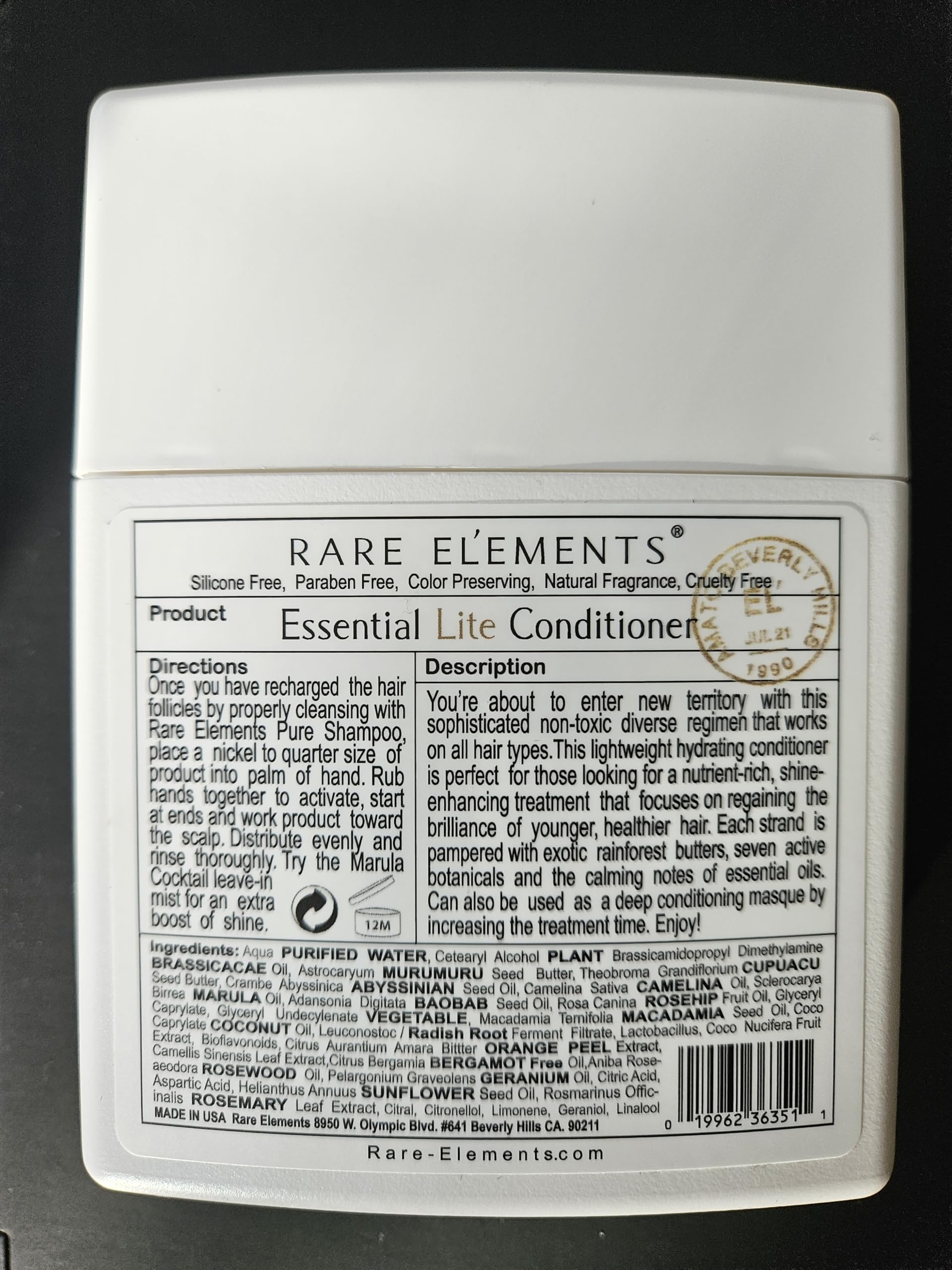 Rare Elements Pure Shampoo & Essential Lite Conditioner Set with Gute Carrying Bag (3-Piece Bundle) 8 oz - Sulfate-Free Hair Care for Dry, Damaged Hair - Perfect for Travel & Daily Use