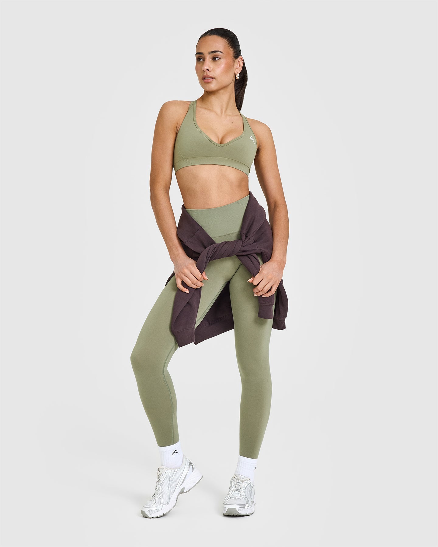 Effortless Seamless Racerback Sports Bra for Women - Deep Sage Green | High Support Workout Top for Yoga, Running & Gym | Moisture-Wicking & Breathable Activewear