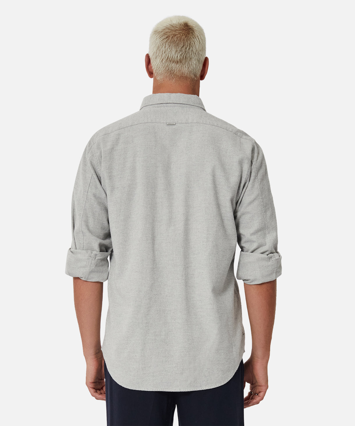 The Vernon LS Shirt - Grey Marle Cotton Long Sleeve Tee for Men | Casual Wear & Layering Essential