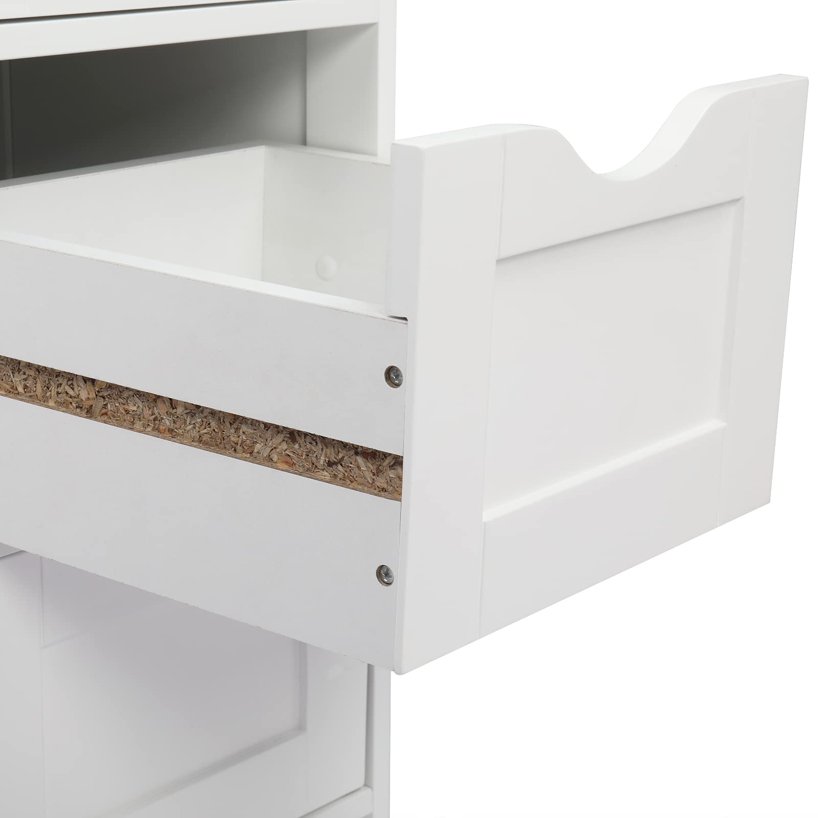 Freestanding Bathroom Floor Cabinet with 4 Drawers - White Storage Organizer for Bathroom, Bedroom & Living Room (11.8