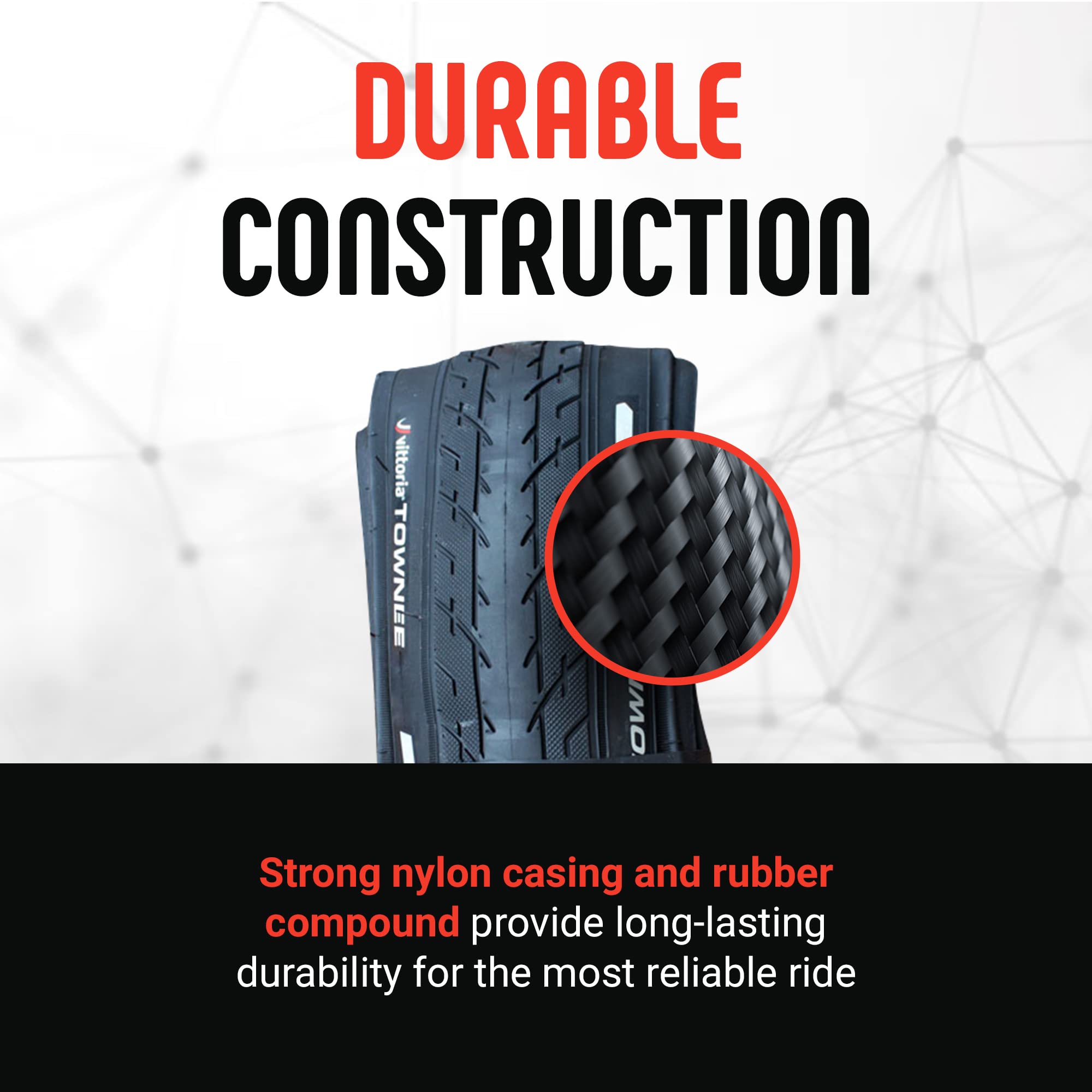 Vittoria Townee Road Bike Tire - Hybrid Bicycle Tires for Commuting, Casual Riding & Courier Work | Durable, Puncture-Resistant for Urban & Suburban Cycling