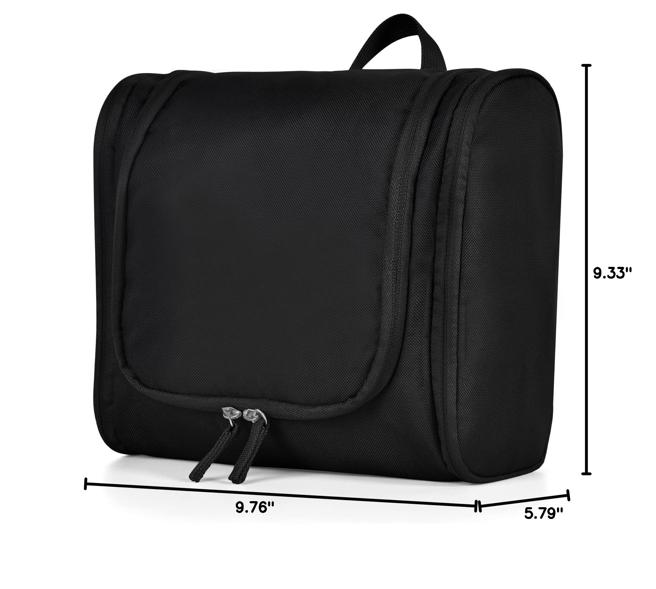 YOHOM Men's Hanging Toiletry Bag Organizer - Large Travel Bathroom Bag with Multiple Pockets for Shaving Kit, Cosmetics & Toiletries Accessories - Perfect for Camping, Gym & Business Trips (Black)