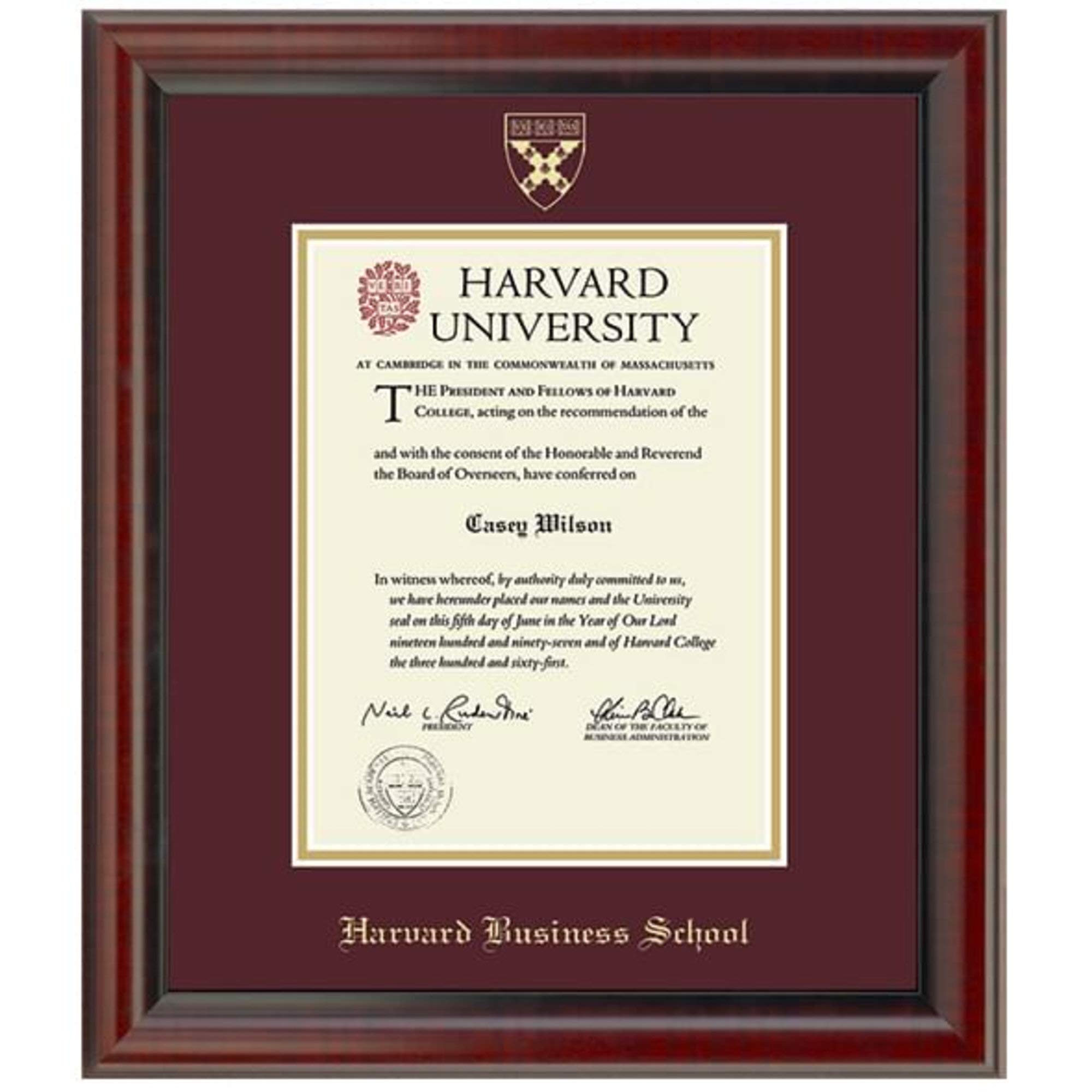 Harvard Business School Diploma Frame - M. LA HART Fidelitas Style for Wall Display, Office Decor & Graduation Gifts