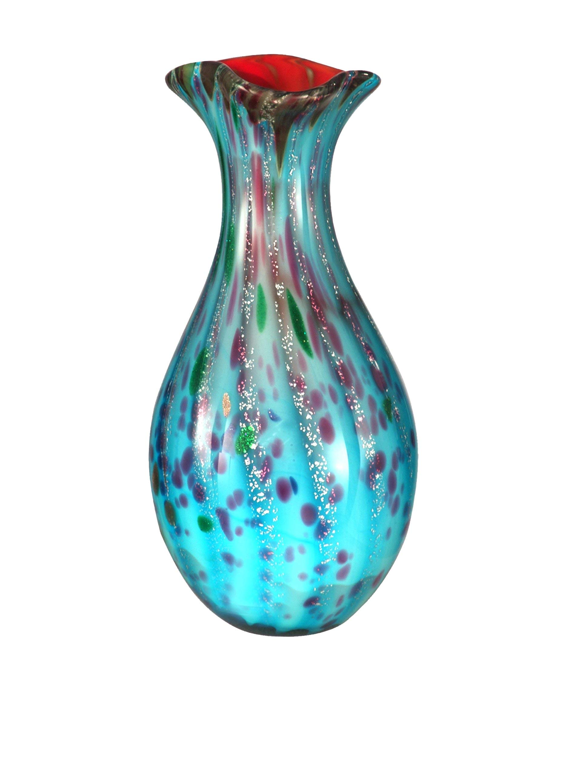 Dale Tiffany Lagood Hand Blown Art Glass Vase - Elegant Home Decor for Living Room, Dining Table & Wedding Centerpiece