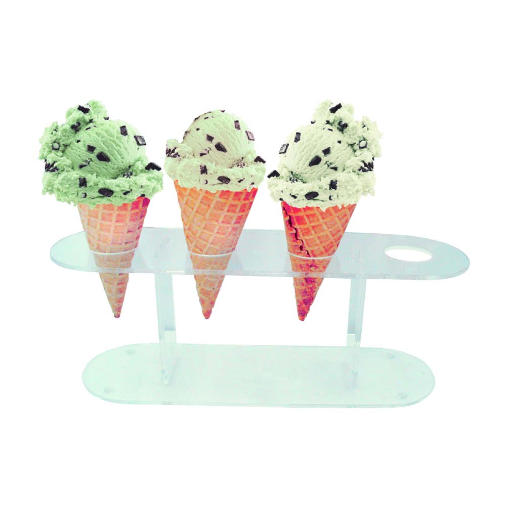 4-Hole Acrylic Ice Cream Cone Holder Stand - Durable Dessert Display for Parties, Ice Cream Shops & Home Use