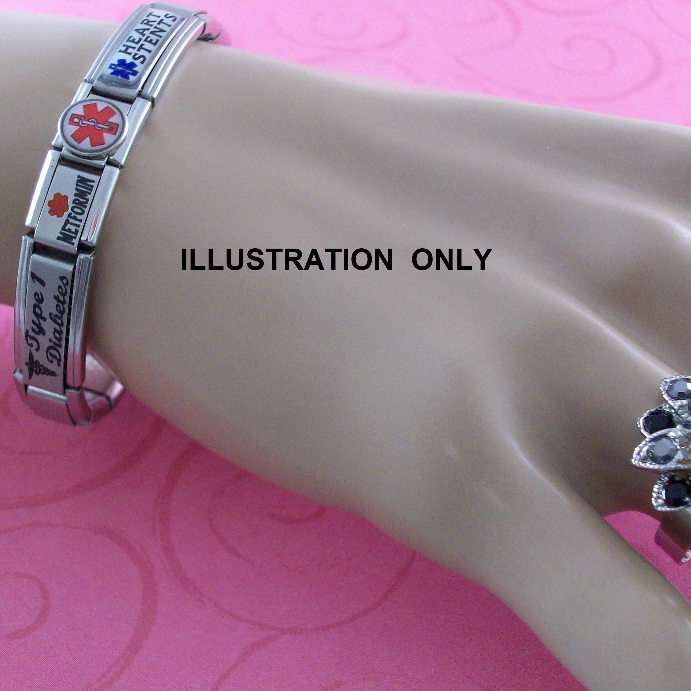 No Spleen Medical Alert Bracelet - Italian Charm Style Stretchy Stainless Steel ID Band for Emergency Health Conditions (Perfect for Asplenia Patients & Daily Wear)