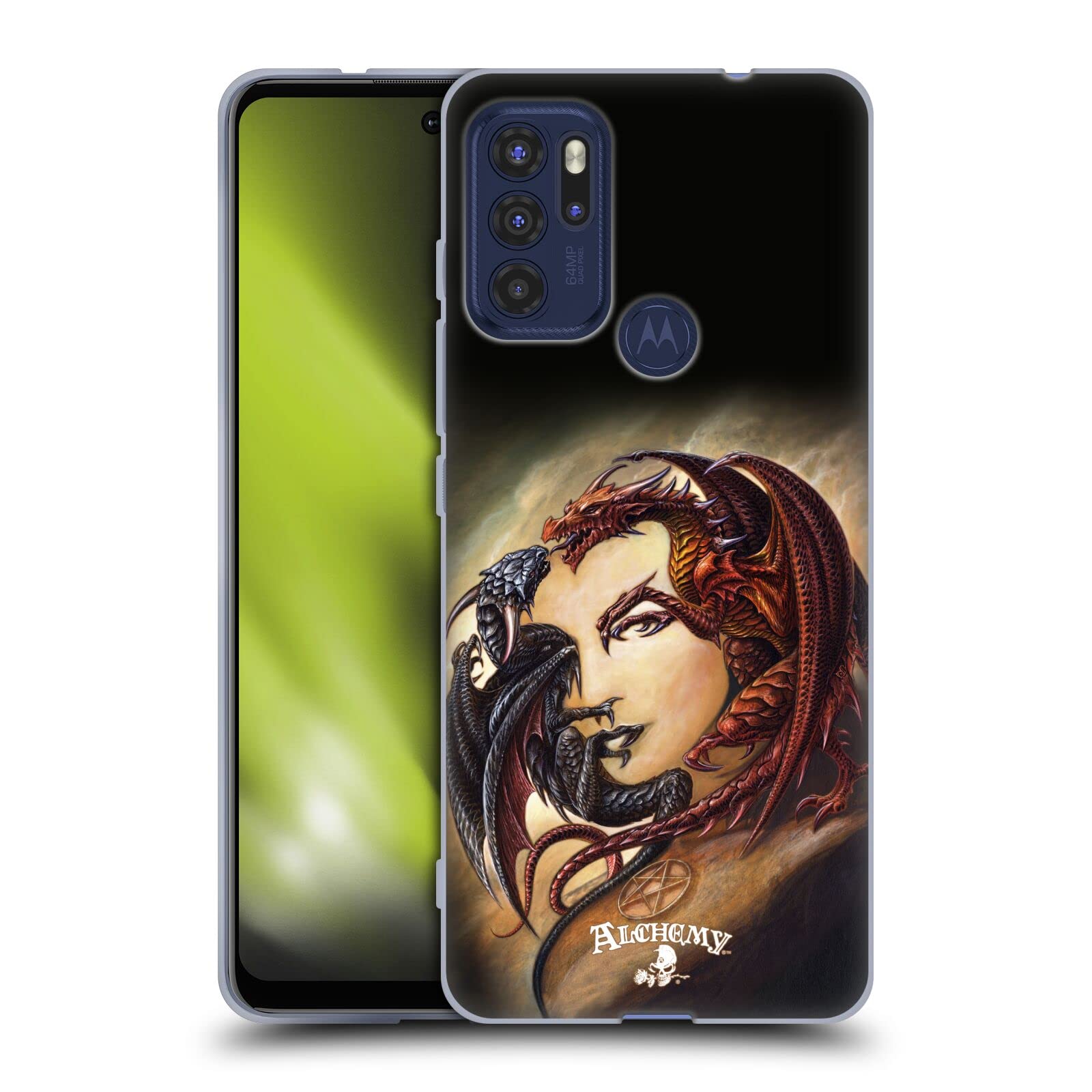 Alchemy Gothic Morgan Theomachia Dragon Soft Gel Case for Motorola Moto G60S - Officially Licensed by Head Case Designs - Perfect for Gothic Style & Everyday Protection