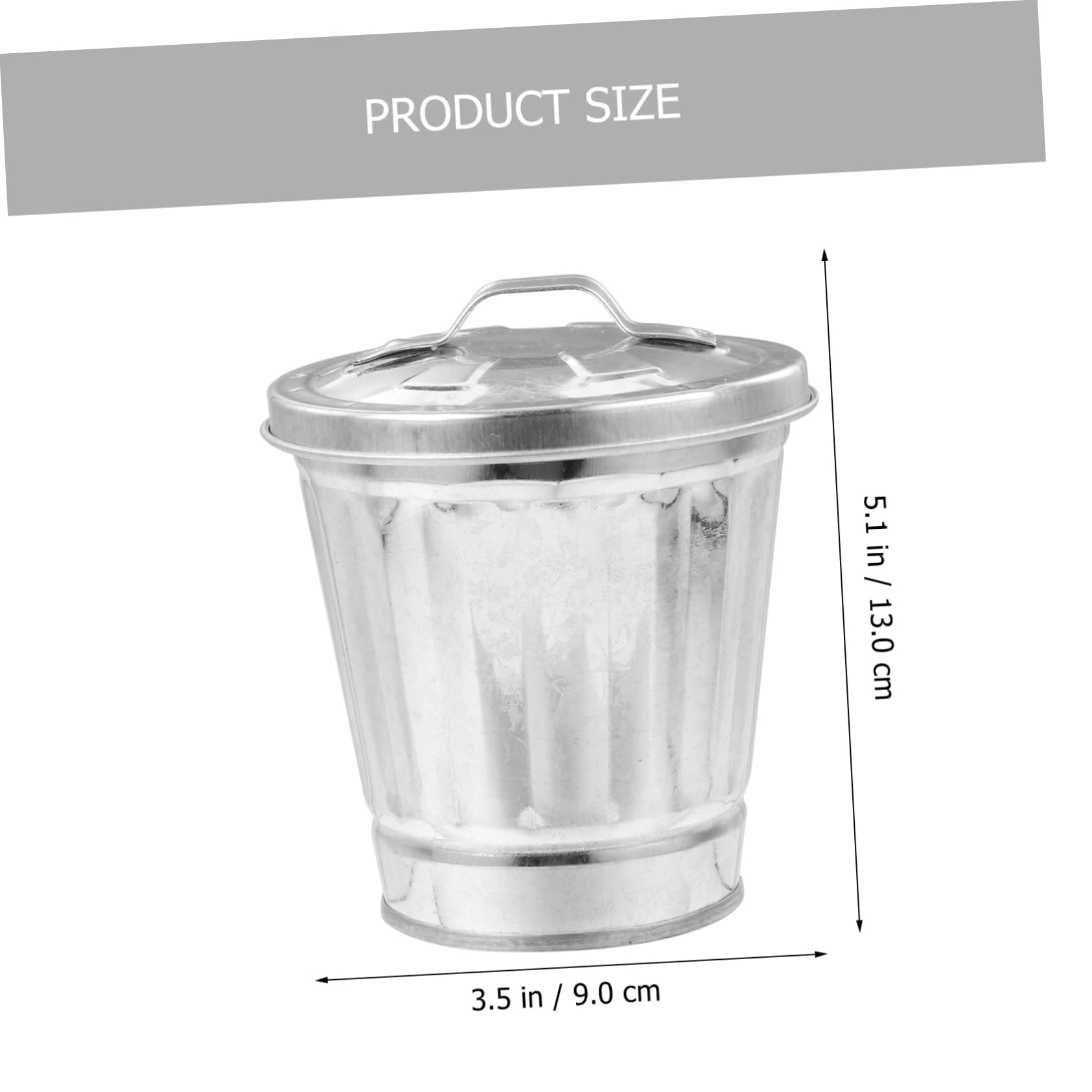 Galvanized Metal Trash Can - Sturdy Tin Bucket for Office & Home Use, Desktop Wastebasket for Paper, Recycling & Small Trash Disposal