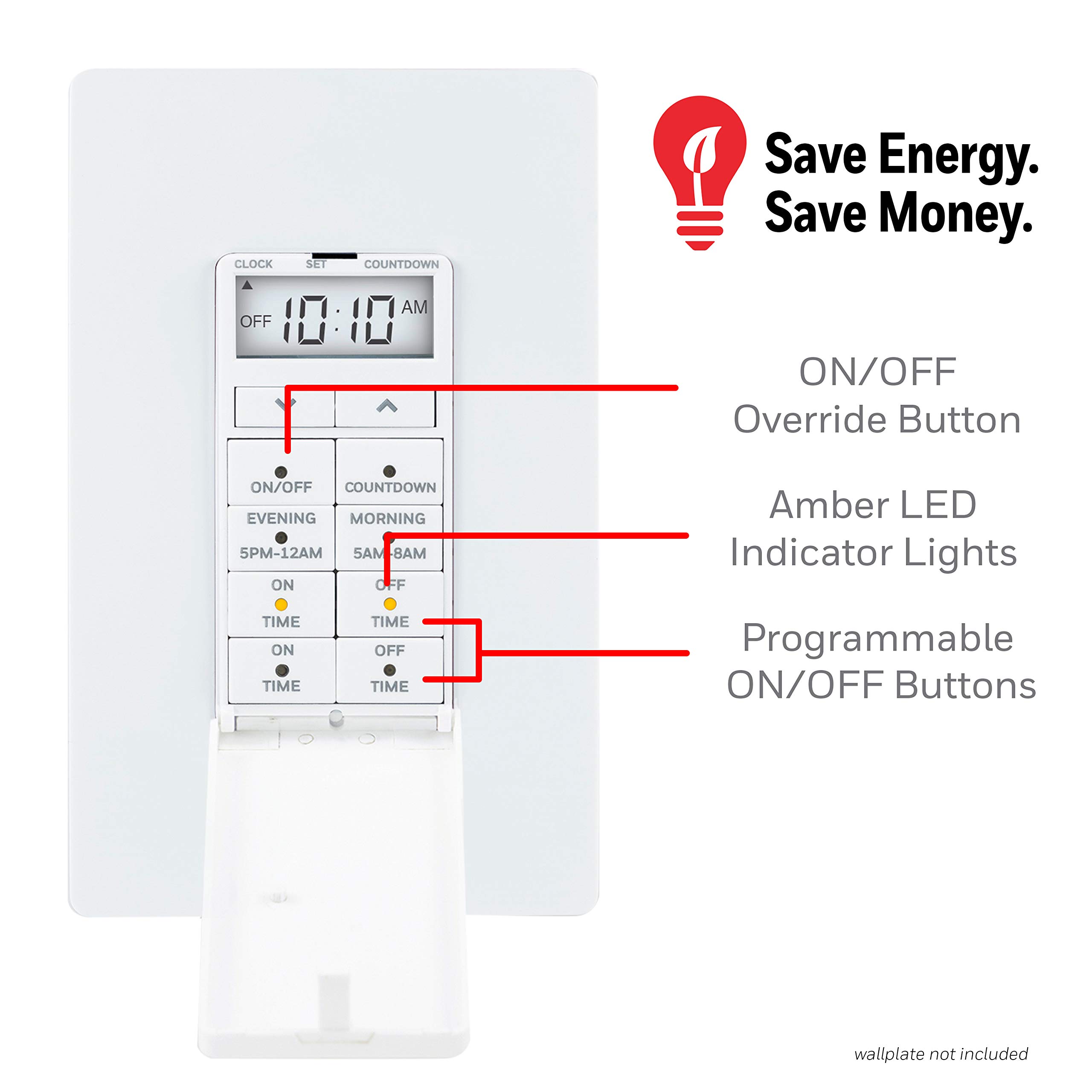 UltraPro 24-Hour Digital In-Wall Timer Switch - 2 Pack, Easy-to-Program with Presets & Countdown Function, ON/OFF Override Button - Perfect for Indoor Lighting, Porch Lights, Seasonal Decor & Home Automation (Model 47941)