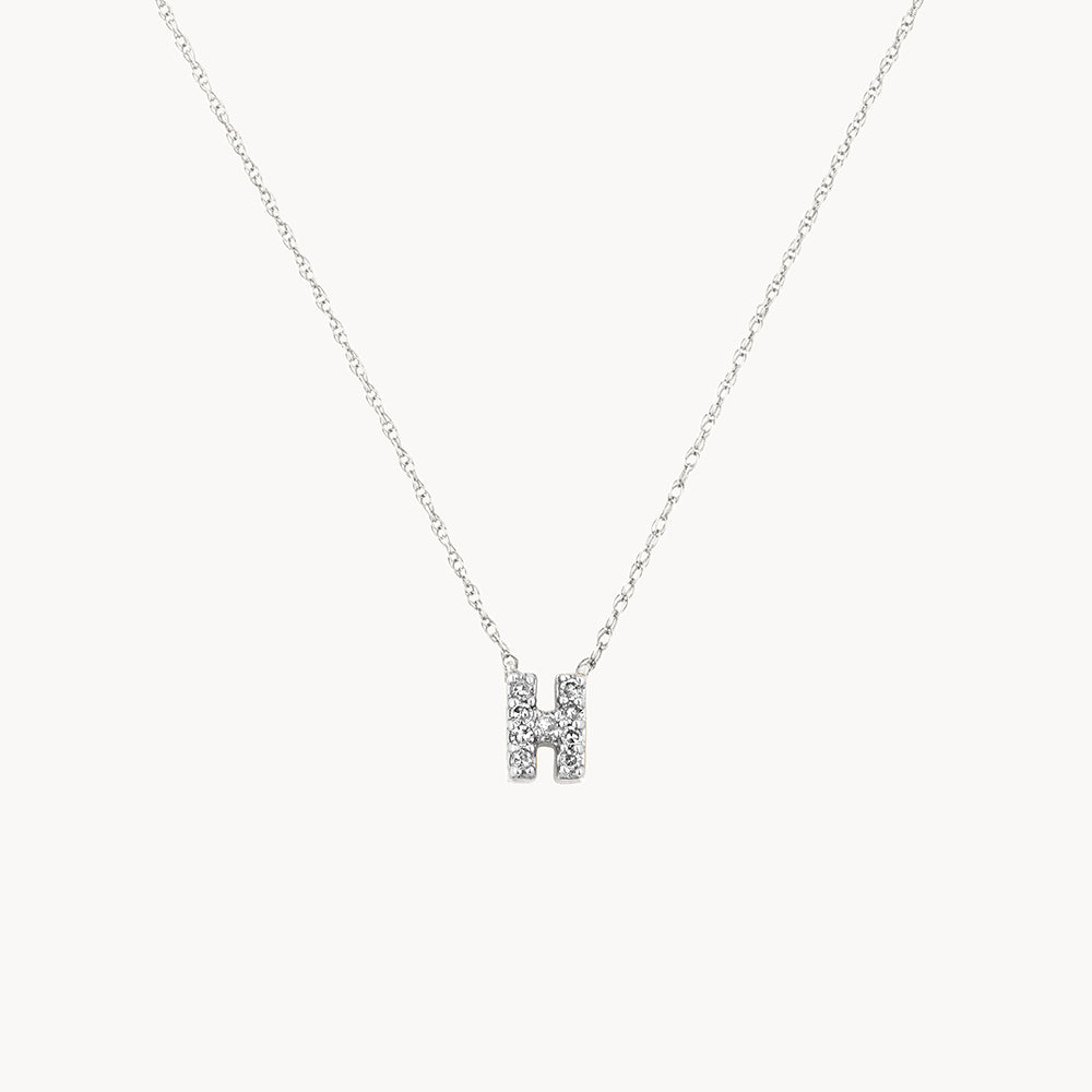 Diamond Letter H Necklace in Sterling Silver - Elegant Personalized Jewelry for Women, Perfect for Gifts, Anniversaries & Special Occasions