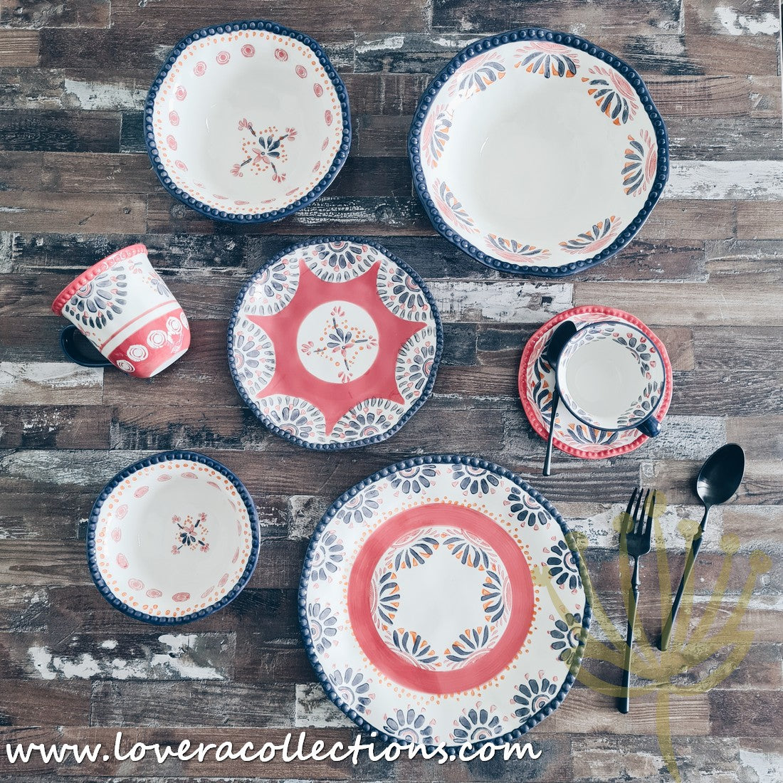 Afrocentric Red Dinnerware & Serveware Set - Elegant African-Inspired Plates, Bowls & Serving Dishes for Stylish Dining & Entertaining | Perfect for Dinner Parties, Holidays & Cultural Celebrations