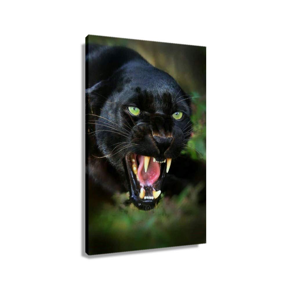 Black Panther Animal Canvas Wall Art - 8x12inch (20x30cm) Unframed Poster for Bedroom, Nursery, Kitchen & Bathroom Decor - Jungle Theme Home Decor & Office Wall Painting Print - Perfect for Wildlife Lovers & Modern Interior Design