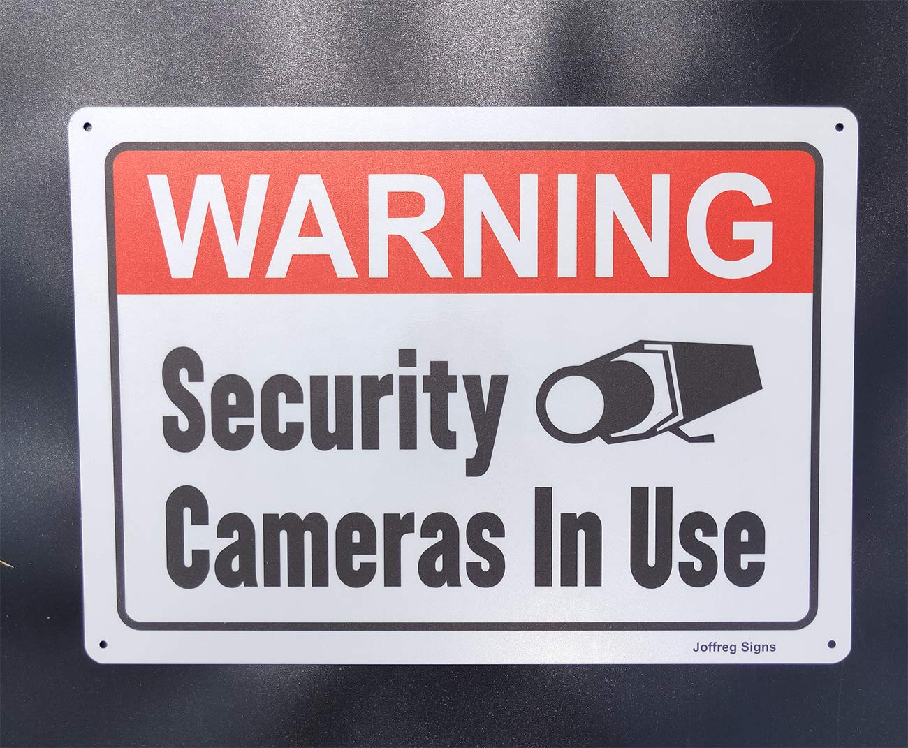 Joffreg Reflective Security Camera Warning Sign - 14x10 Inch Aluminum, UV Printed, Weatherproof & Waterproof for Indoor/Outdoor Use (2 Pack) - Ideal for Home Security, Business Surveillance & Property Protection