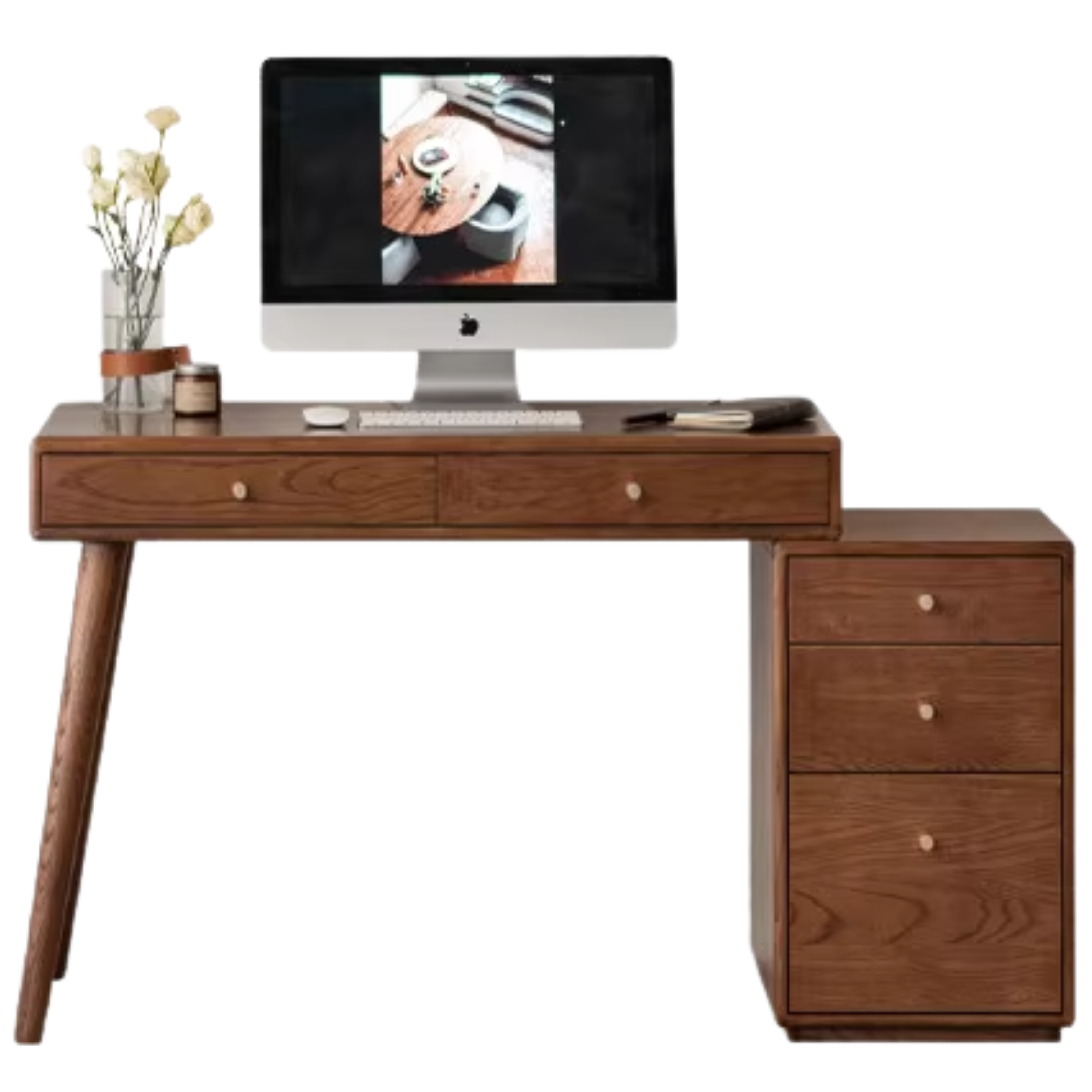 40.5-55.1x23.6x29.5 inch / 103-140x60x75 cm / Rich Dark Walnut color / Black walnut telescopic desk  cupboard