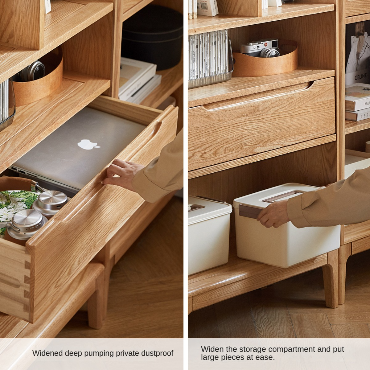 Japanese Style Oak Solid Wood Bookcase - Modern Minimalist Bookshelf for Home, Office & Library - Perfect for Organizing Books, Decor & Storage