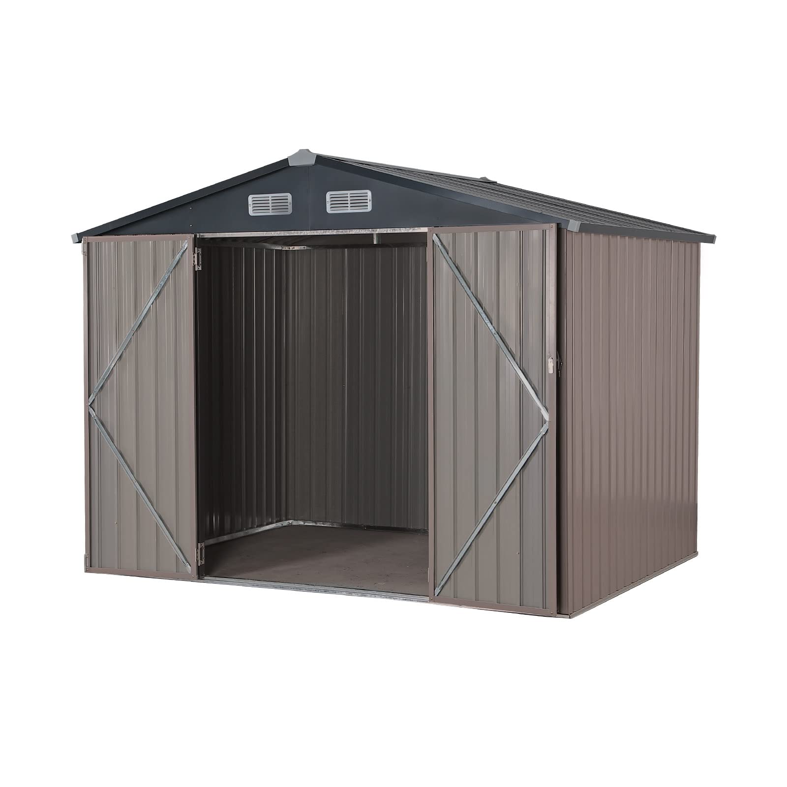 Verano Garden 8'x6' Galvanized Steel Outdoor Storage Shed - Double Lockable Doors for Bike, Lawn & Patio Storage | Weather-Resistant Metal Garden Shed (96.65