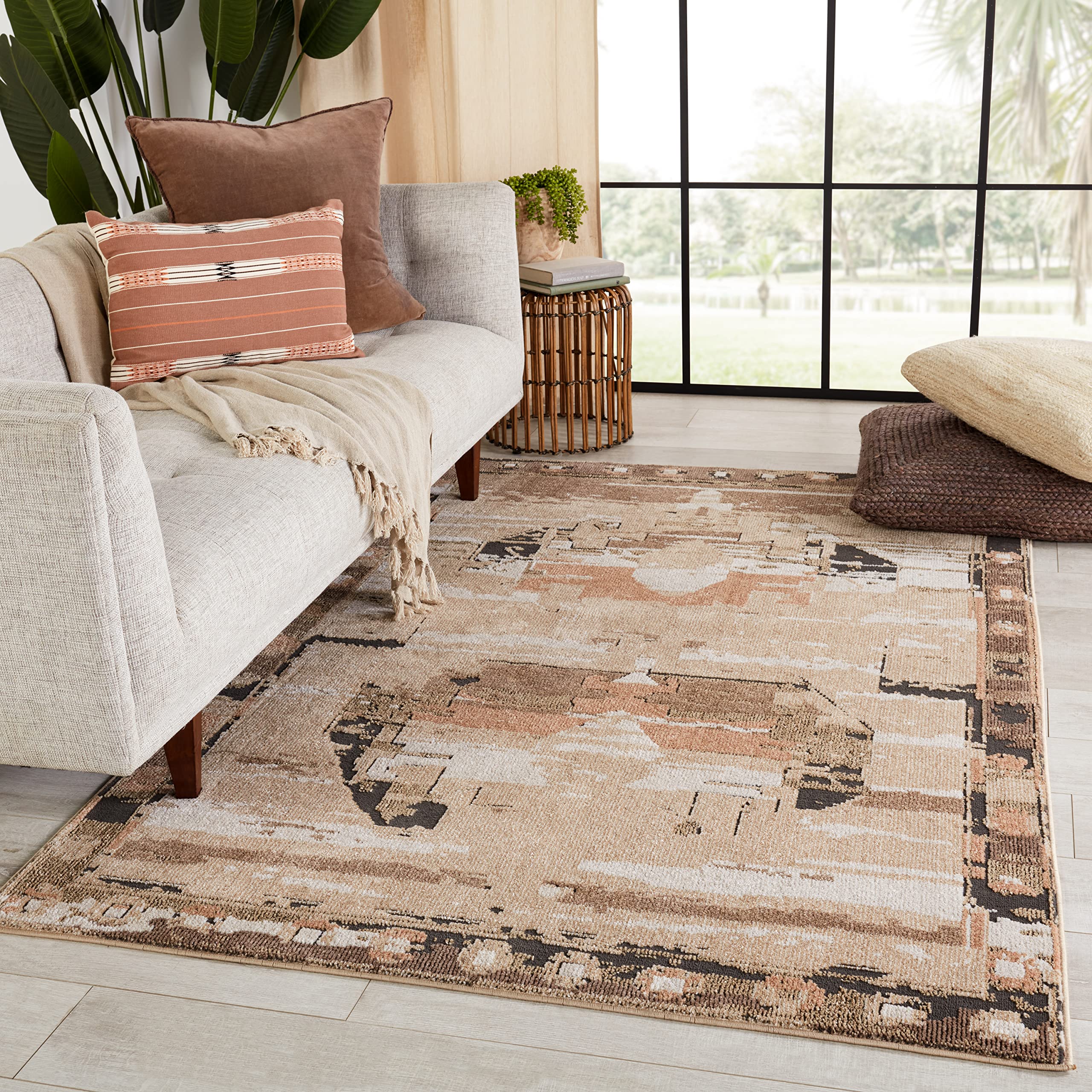 Jaipur Living Naomi Medallion Beige/Tan 5'x8' Area Rug - Soft & Durable for Living Room, Playroom, Home Office & Dining Room - Perfect for Family Gatherings & Cozy Home Decor