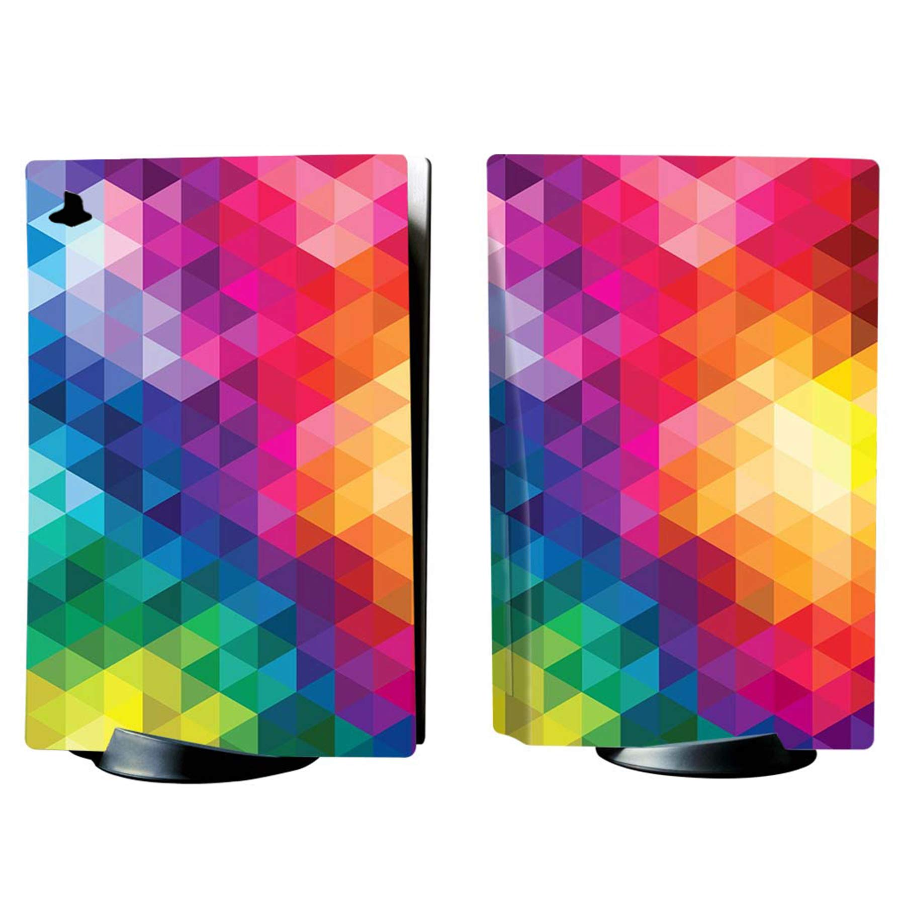 PlayVital Colorful Triangle Skin Stickers for PS5 Controller, Console Disc Edition, Charging Dock & Headset - Premium Vinyl Decals for Customization - Perfect for Gaming Setups & Personalized Gifts