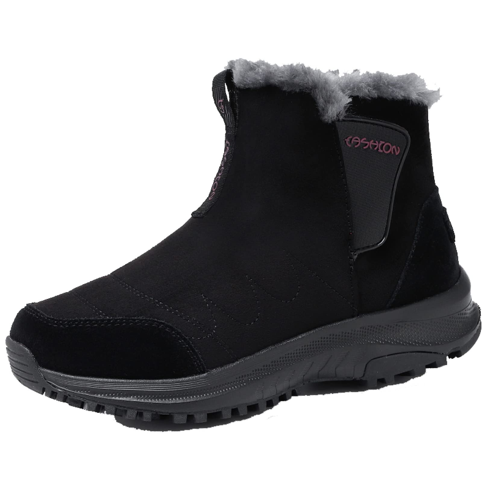 Women's Waterproof Winter Hiking Snow Boots - Warm Fur Lined Slip On Ankle Boots for Women - Non Slip Durable Outdoor Walking Shoes for Cold Weather, Snowy Trails & Casual Winter Fashion