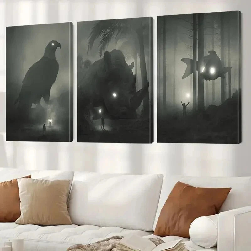 3pcs Mystical Forest & Eagle Wall Art Set - Framed Canvas Prints 40x60cm - High Quality Australian Made Wall Decor - Perfect for Living Room, Bedroom & Office Decor