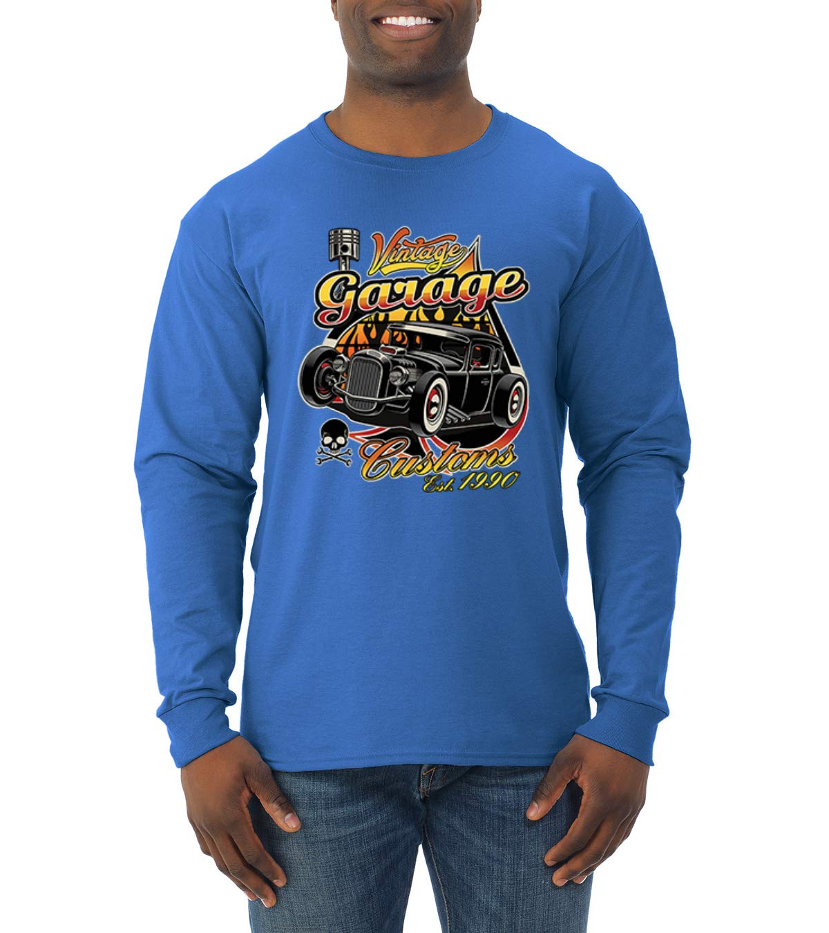 Vintage 1990 Hot Rod Classic Car & Truck Long Sleeve Shirt for Men - Retro Automotive Enthusiast Tee for Car Shows, Cruises & Garage Hangouts