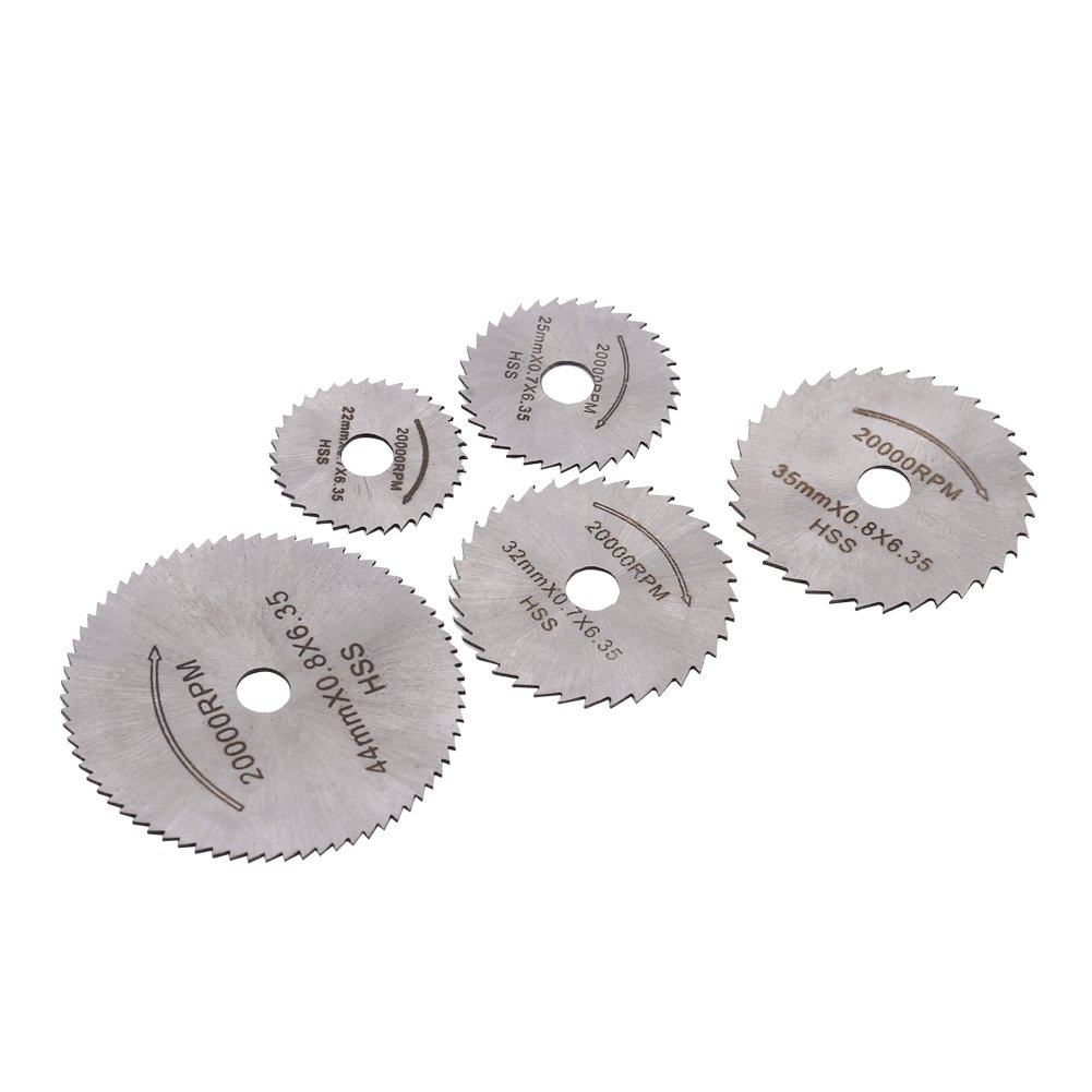 5-Piece Mini HSS Circular Saw Blade Set with Extension Rod - High Speed Steel Cutting Blades for Metal & Wood - Perfect for DIY Projects, Home Renovation & Crafting