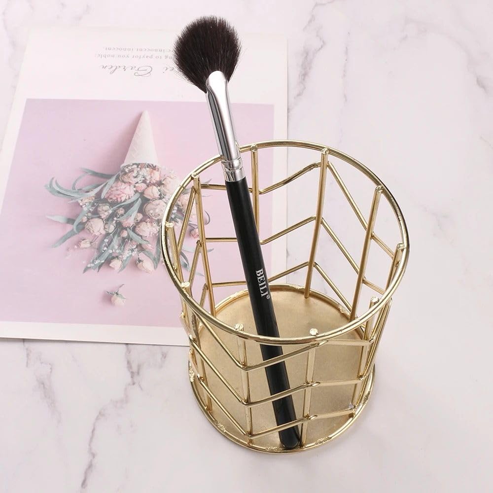 Professional Vegan Makeup Brush for Blush & Highlighter - Soft Synthetic Face Brush for Powder & Cream Cosmetics