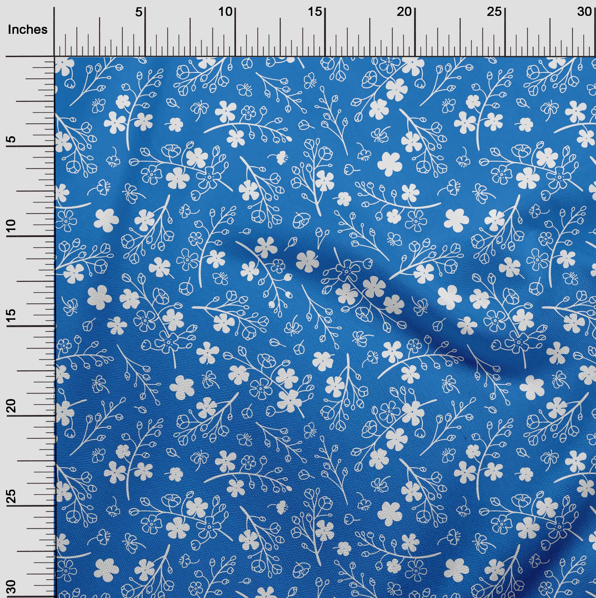 oneOone Viscose Jersey Blue Asian Floral Print Fabric - 60 Inch Wide Soft Knit Material for DIY Clothing, Dresses & Home Decor Sewing Projects - Premium Sewing Supplies by The Yard