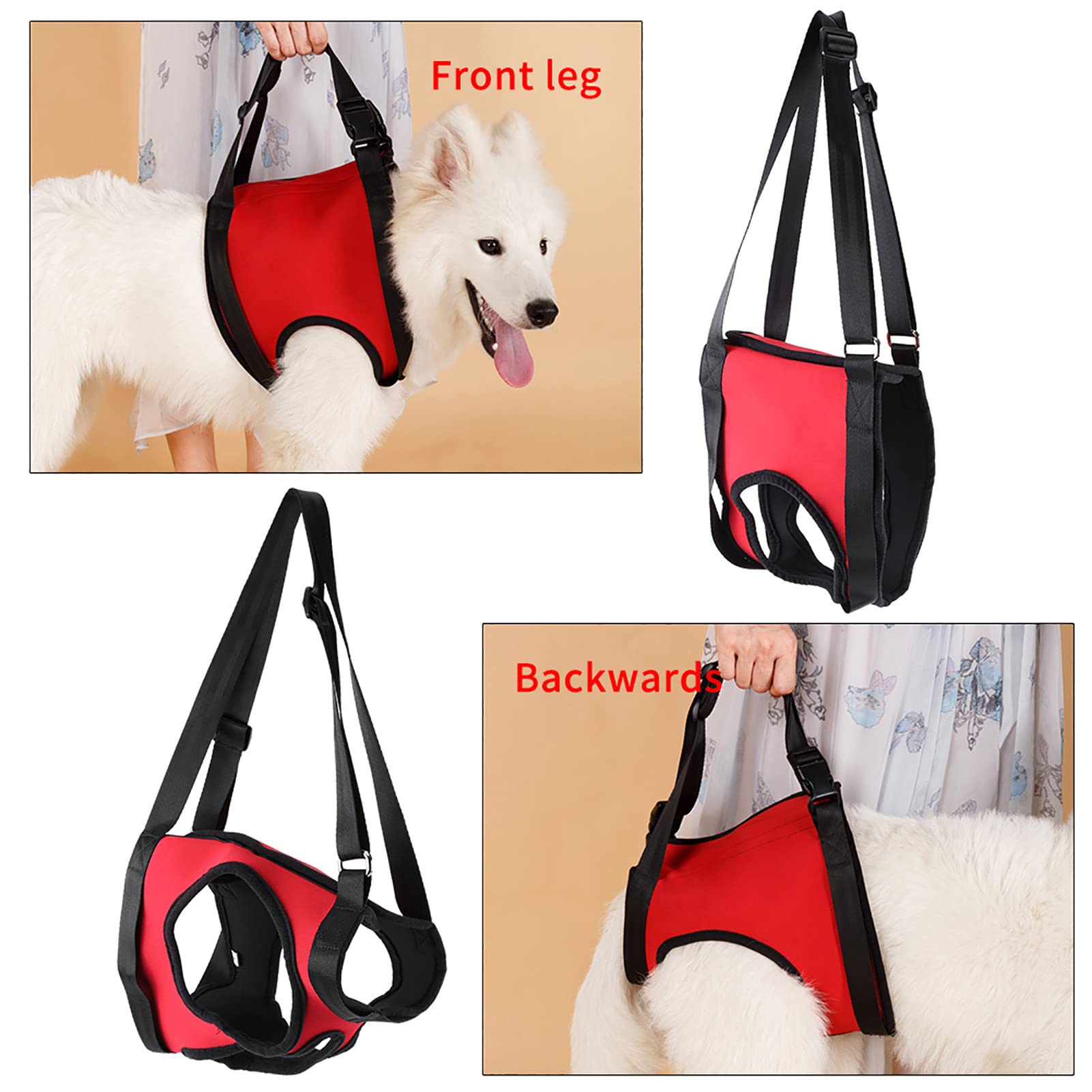 Oumefar Dog Lift Harness - Adjustable Pet Support Sling for Large & Medium Dogs - Front & Back Support Vest for Walking Aid, Mobility Assistance, Post-Surgery Recovery - Perfect for Elderly, Injured or Disabled Dogs