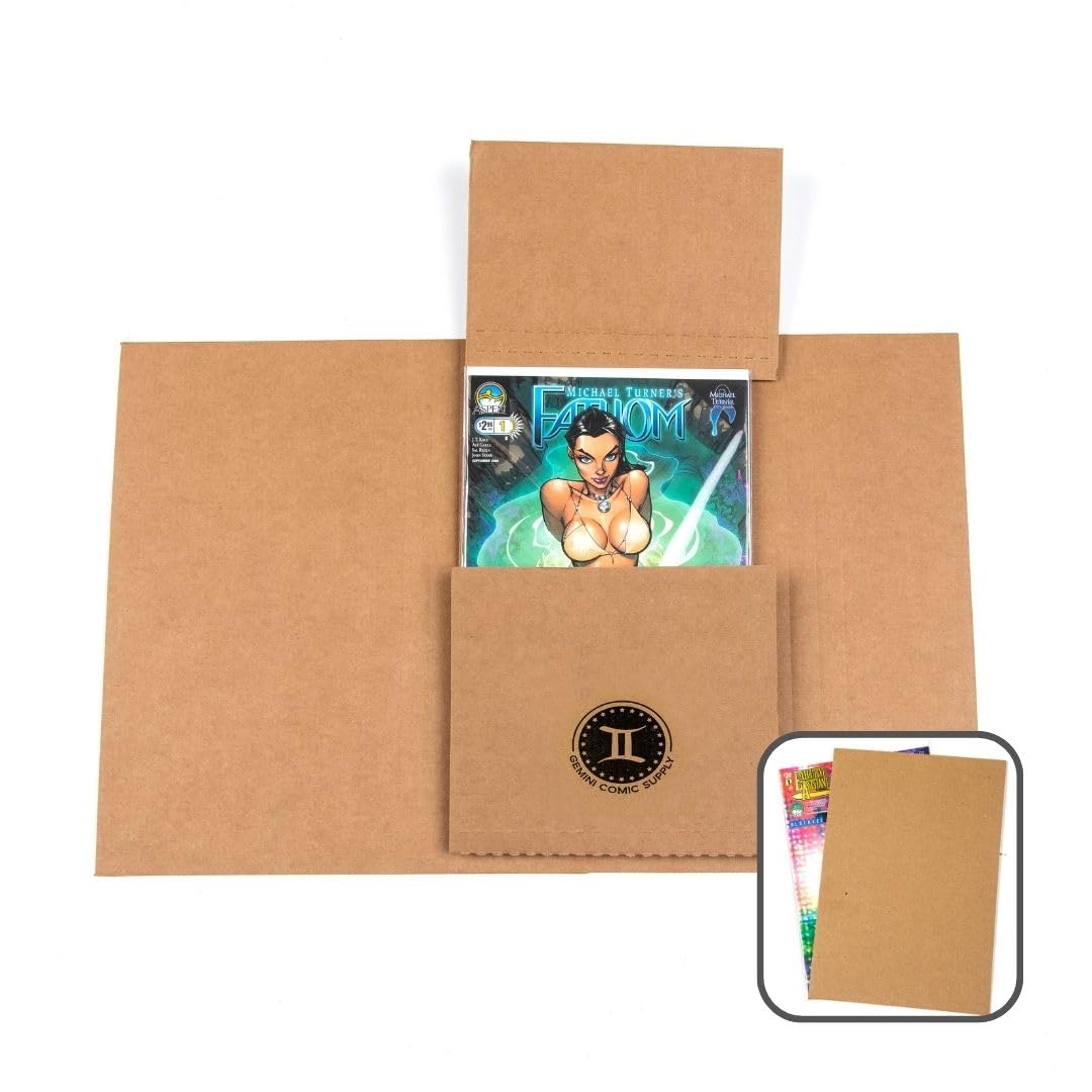 Gemini Comic Book Mailers with Filler Pads - 50 Pack of Protective Shipping Envelopes & Padding | Stay Flat, Crush Proof, Bend Resistant | Ultimate Protection for Comics, Manga & Collectibles | Perfect for eBay, Amazon & Online Sellers Shipping Valuable Items