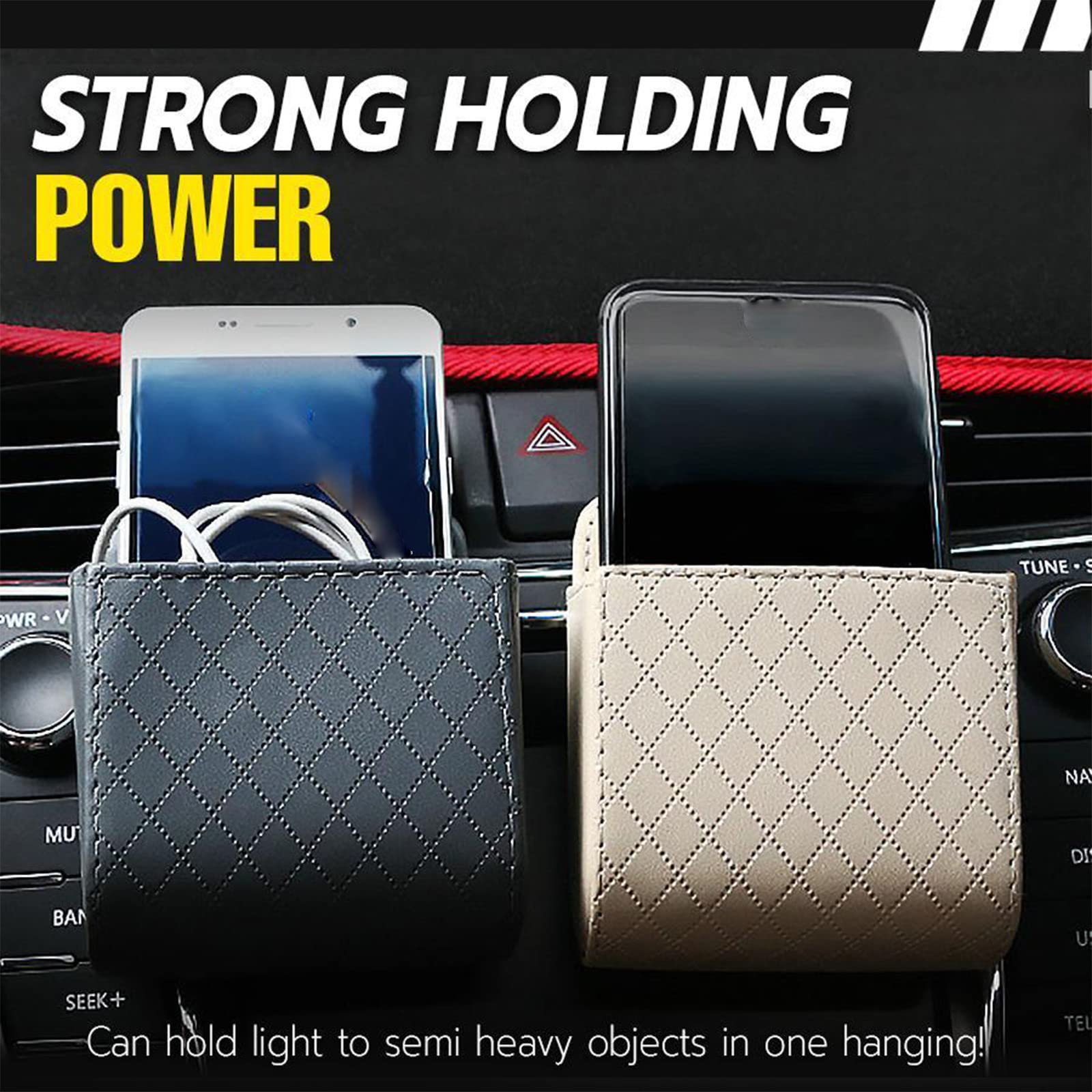 Multifunctional Car Vent Storage Organizer - Hanging Phone Holder & Pocket Bag for Car Accessories (Gray) | Perfect for Road Trips, Commuting & Daily Driving