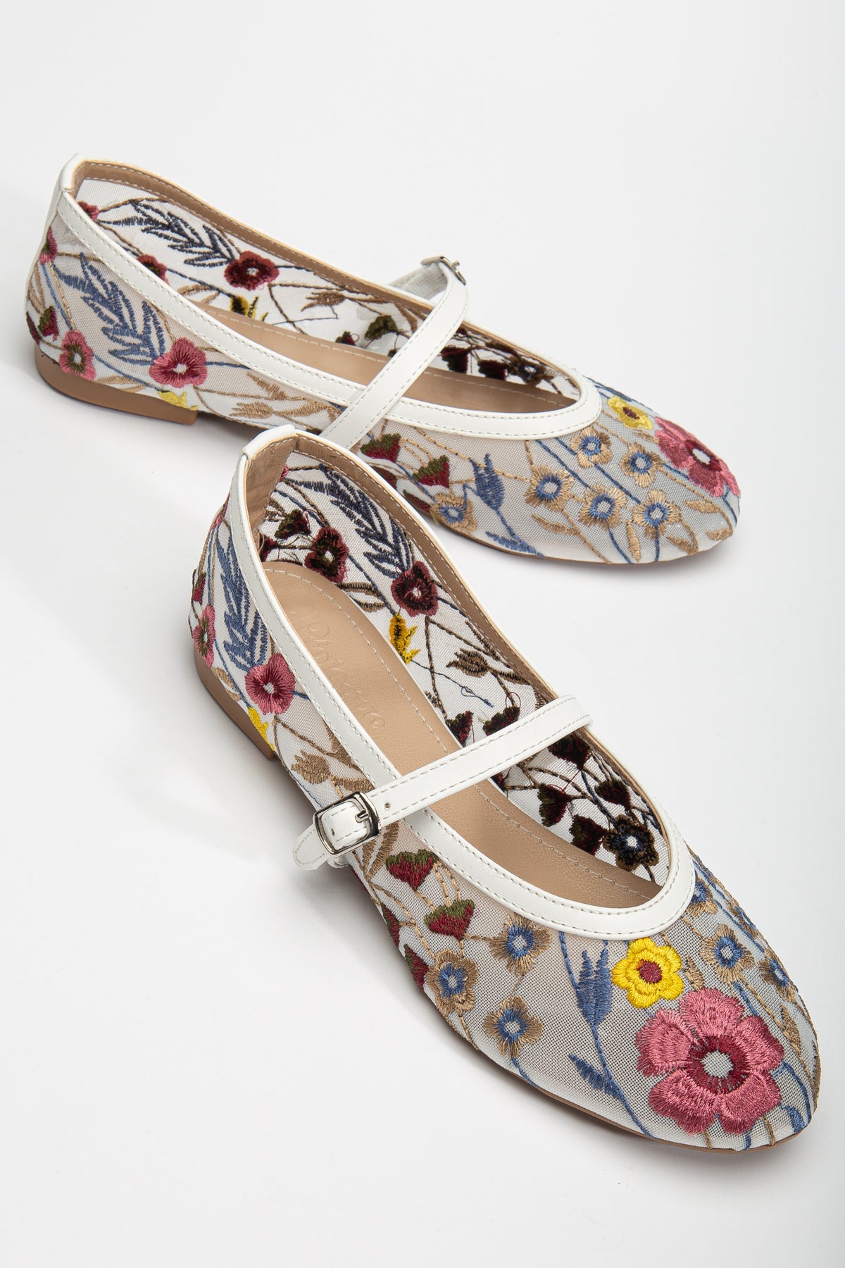 Fauna White Mesh Mary Jane Flats for Women - Comfortable & Stylish Casual Shoes for Work, Walking, and Everyday Wear