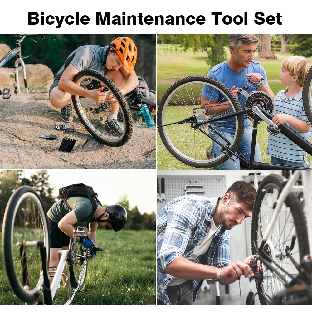 17 in 1 Bike Tool Kit - Professional Multifunction Bicycle Repair Tools with Puncture Patch Kit for Mountain & Road Bikes | Perfect for On-the-Go Repairs, Home Maintenance & Emergency Cycling Fixes