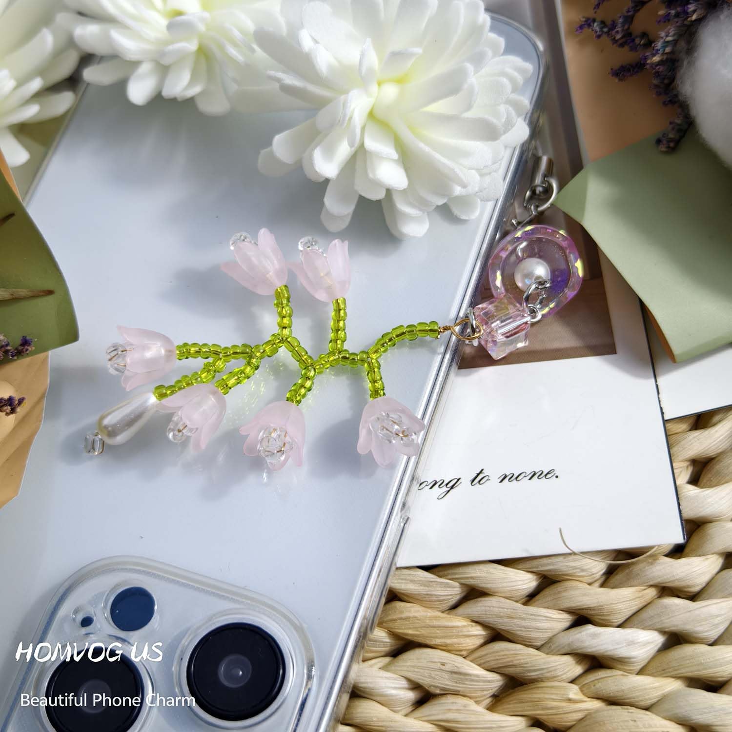 Cute Beaded Phone Charms - Aesthetic Phone Accessories for iPhone, Samsung, AirPods & Camera Decor - Perfect for Backpacks, Keychains & Gift Giving