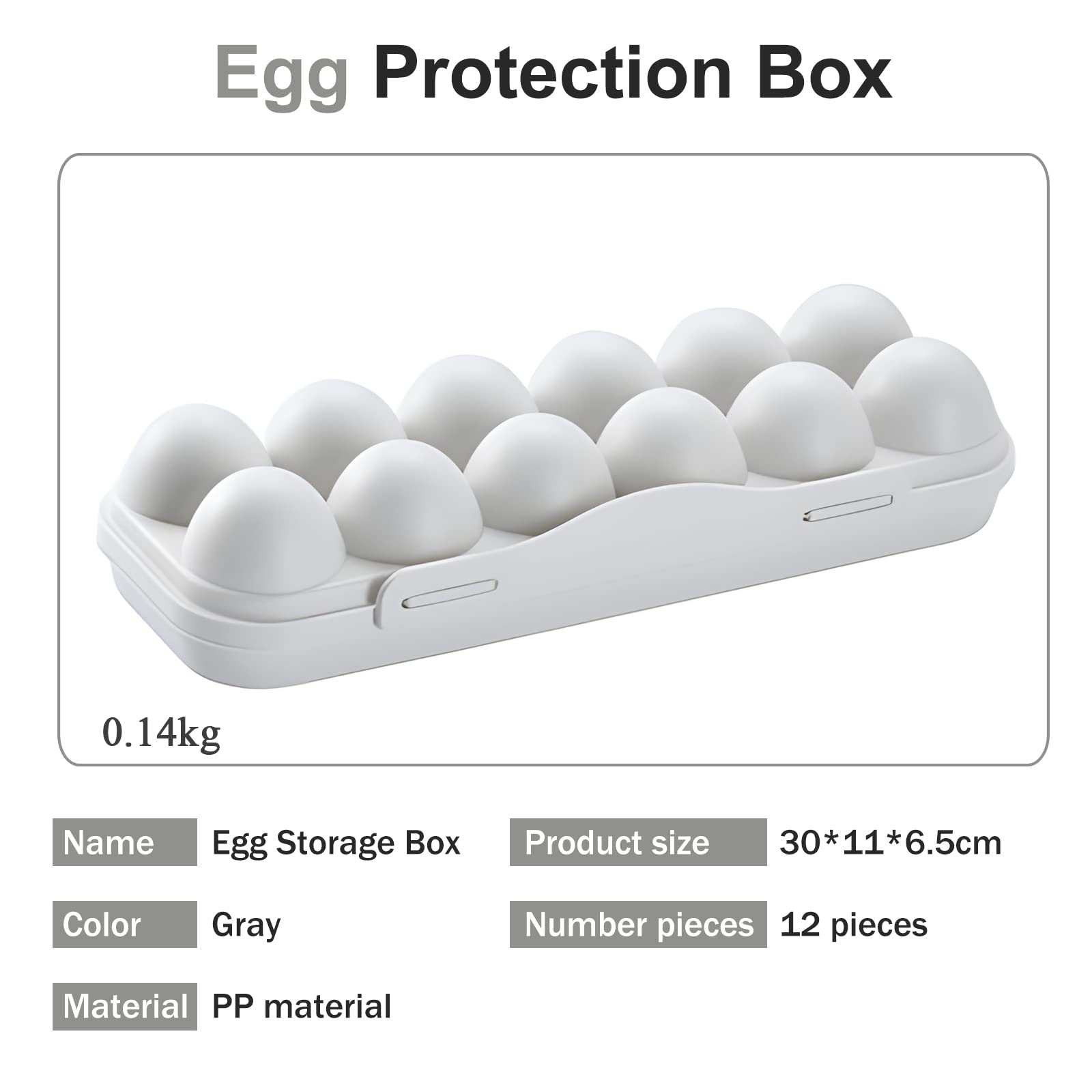Large Capacity 12-Egg Outdoor Holder - Durable Plastic Egg Storage Container for Picnics, Camping & Farm Use - Gray
