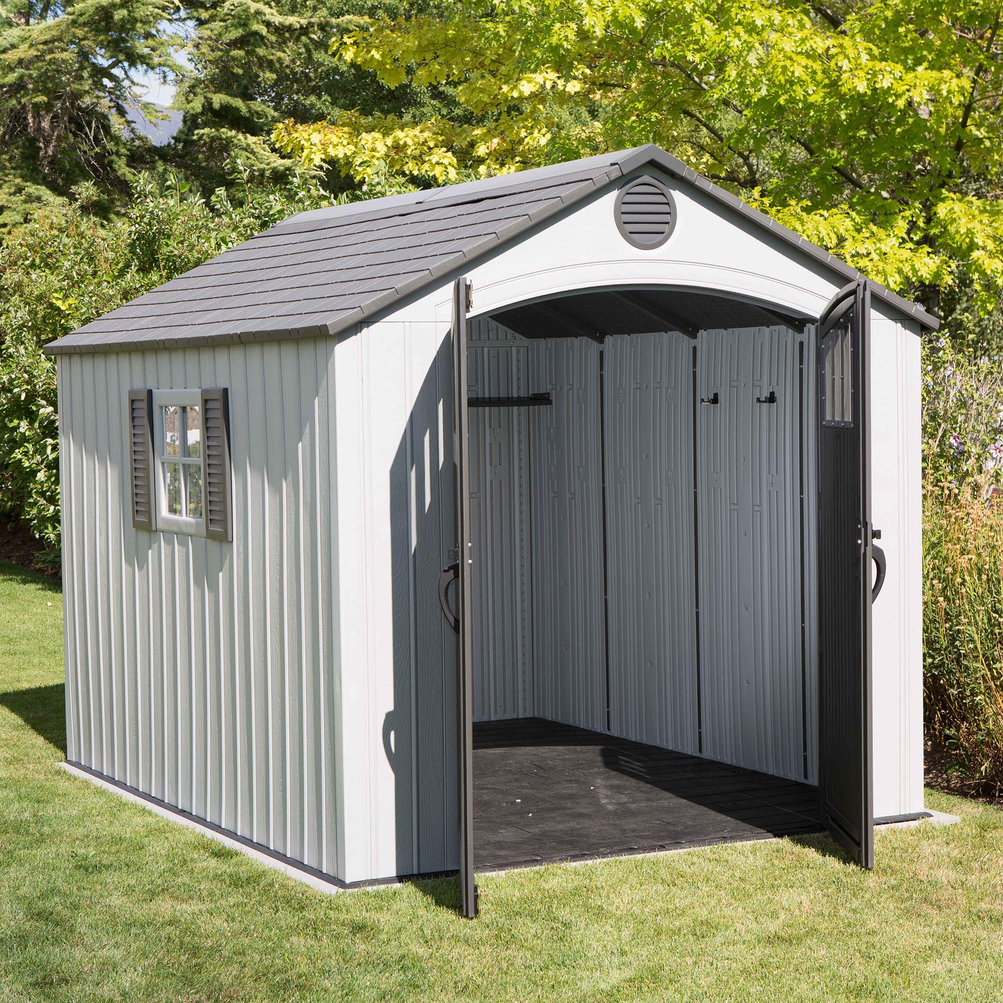 Lifetime 60202 8x10 Ft. Outdoor Storage Shed, Gray - Durable Weather-Resistant Backyard Shed for Garden Tools, Lawn Equipment & Seasonal Items | Perfect for Patio, Yard & Home Organization
