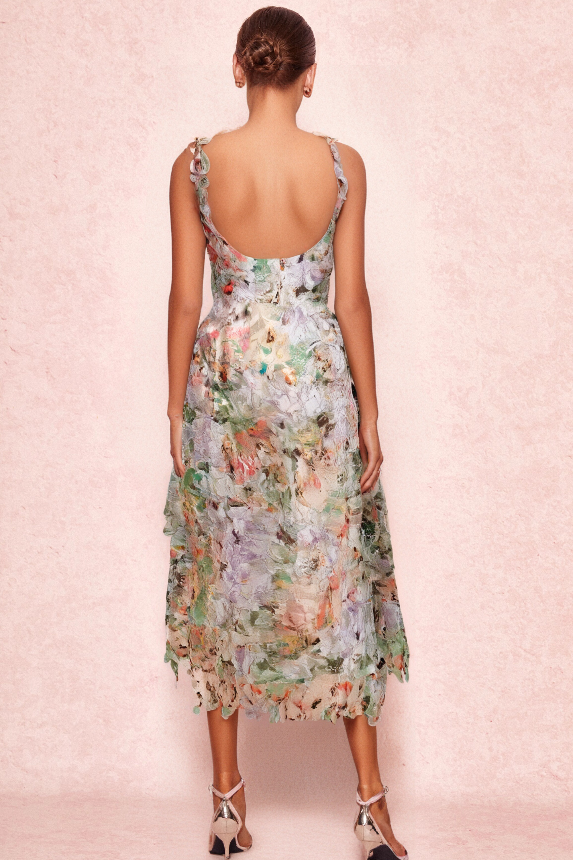 Elegant Hollow Lace Midi Dress - Floral Embroidery Summer Dress for Women - Perfect for Weddings, Parties & Beach Vacations